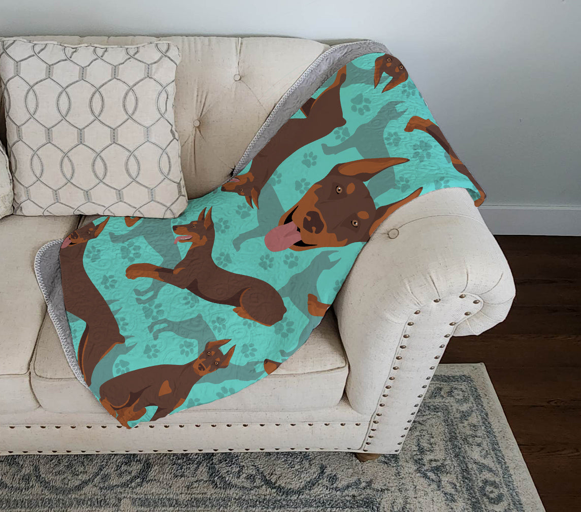 Red Doberman Pinscher Quilted Blanket 50x60 - the-store.com