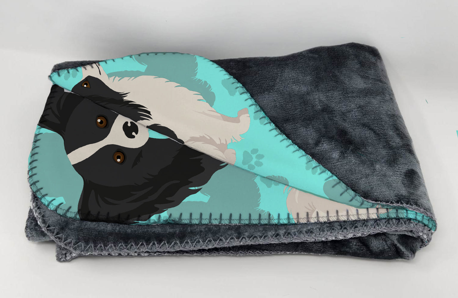 Black and Whtie Papillon Soft Travel Blanket with Bag - the-store.com