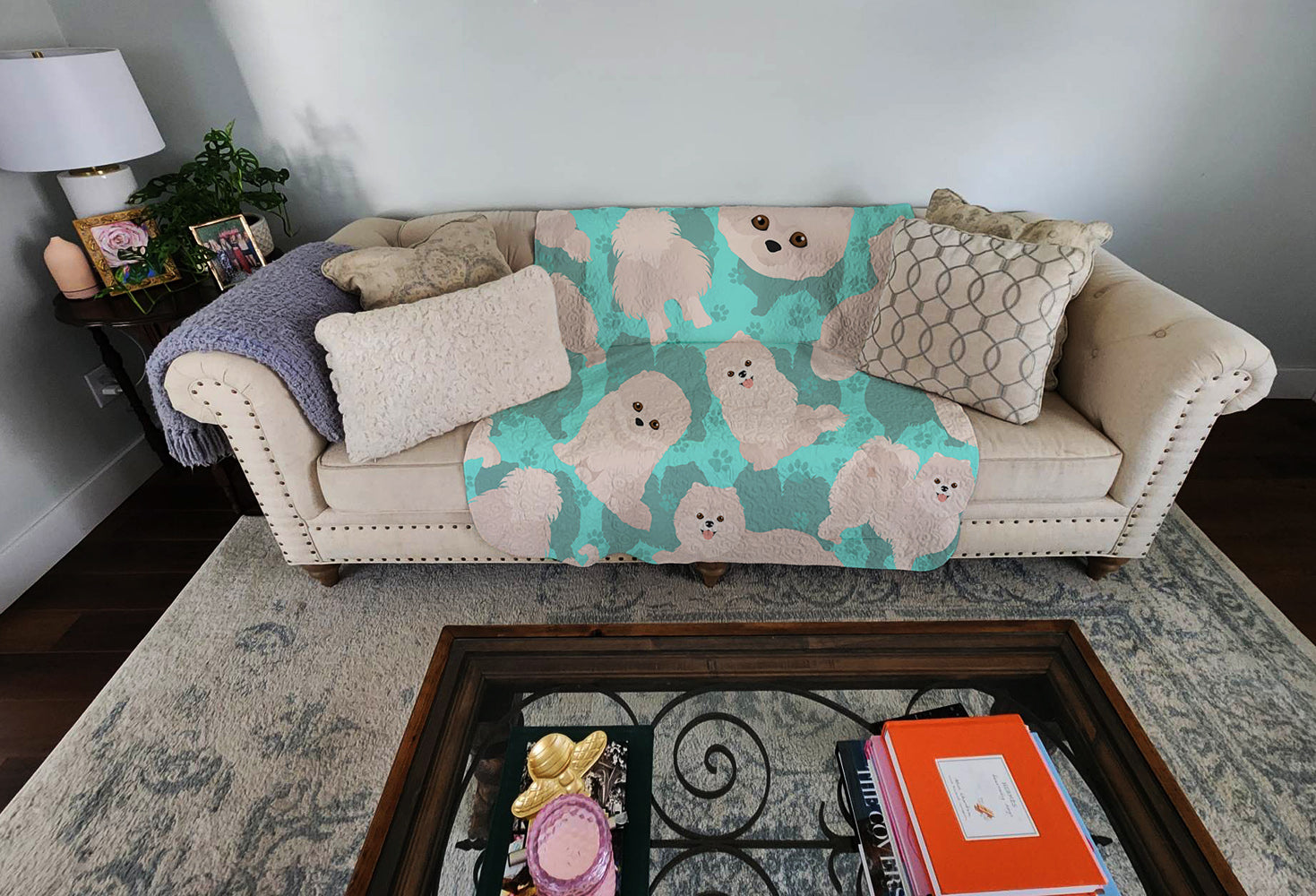White Pomeranian Quilted Blanket 50x60 - the-store.com
