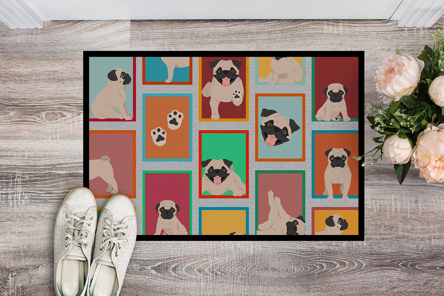 Buy this Lots of Fawn Pug Indoor or Outdoor Mat 24x36