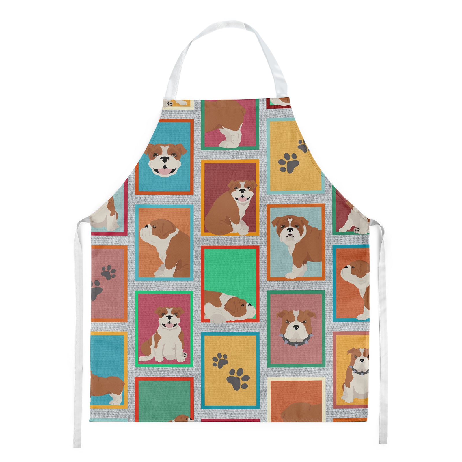 Lots of Red and White English Bulldog Apron