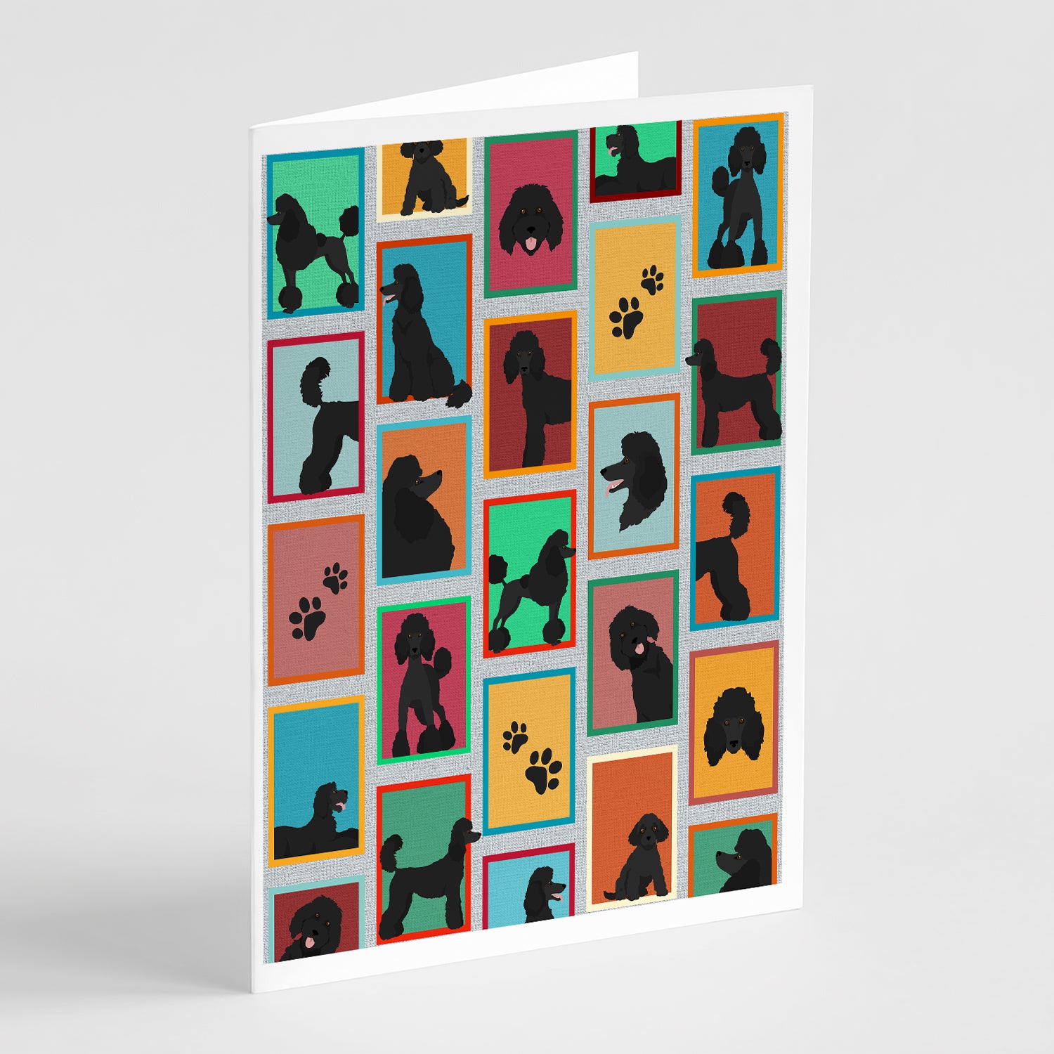 Buy this Lots of Black Standard Poodle Greeting Cards and Envelopes Pack of 8