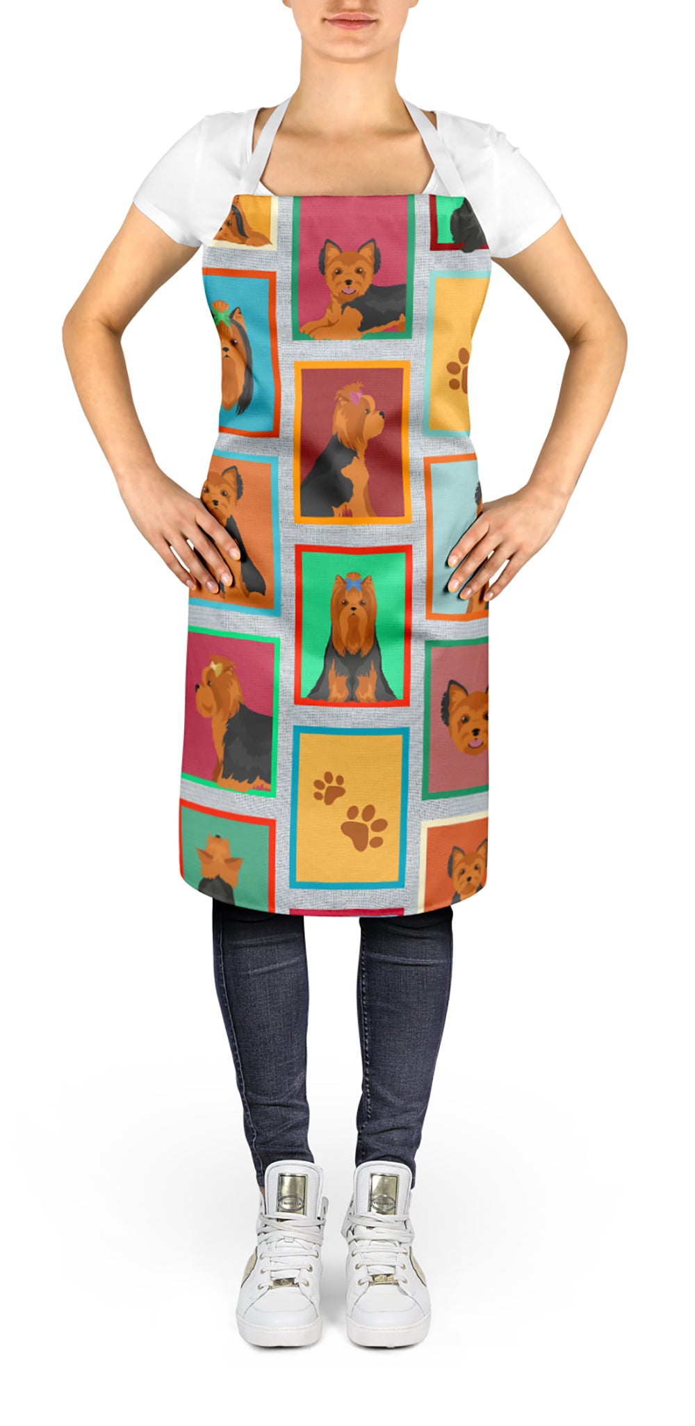 Lots of Black and Tan Yorkie Apron