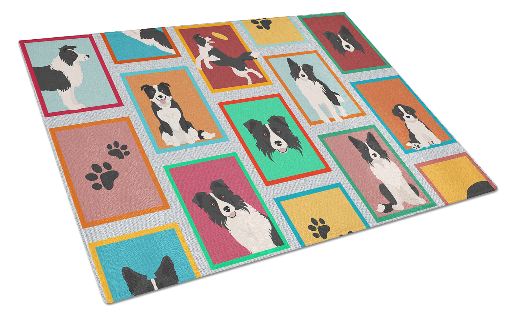 Buy this Lots of Border Collie Glass Cutting Board Large