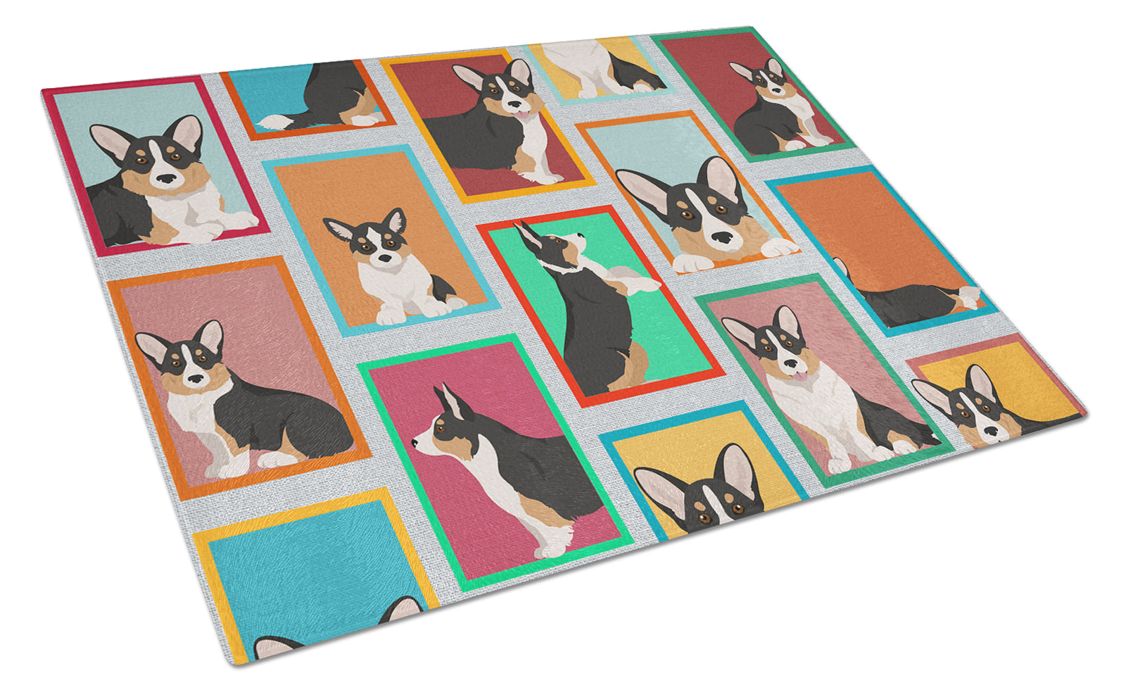 Buy this Lots of Tricolor Cardigan Corgi Glass Cutting Board Large