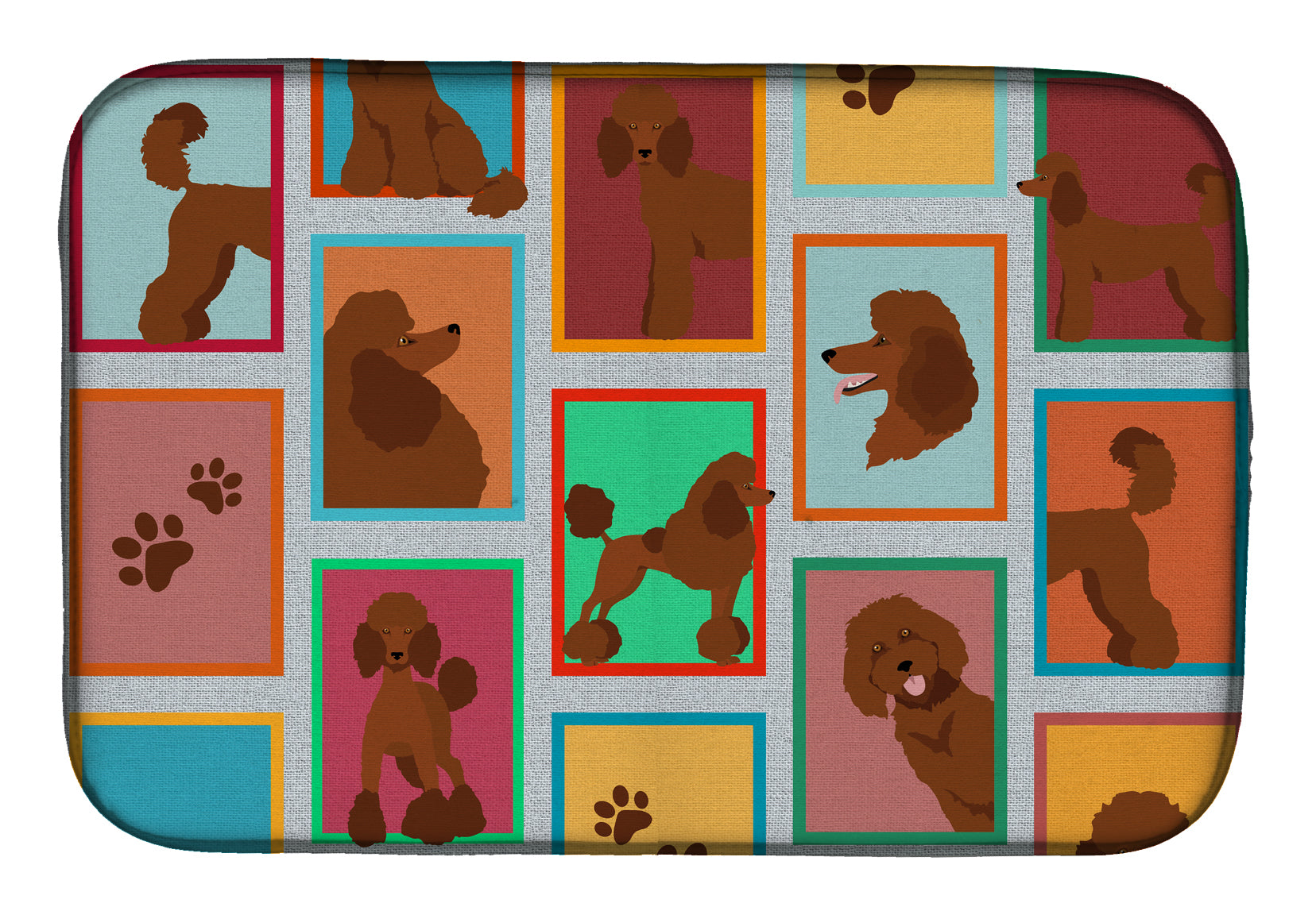 Lots of Chocolate Standard Poodle Dish Drying Mat
