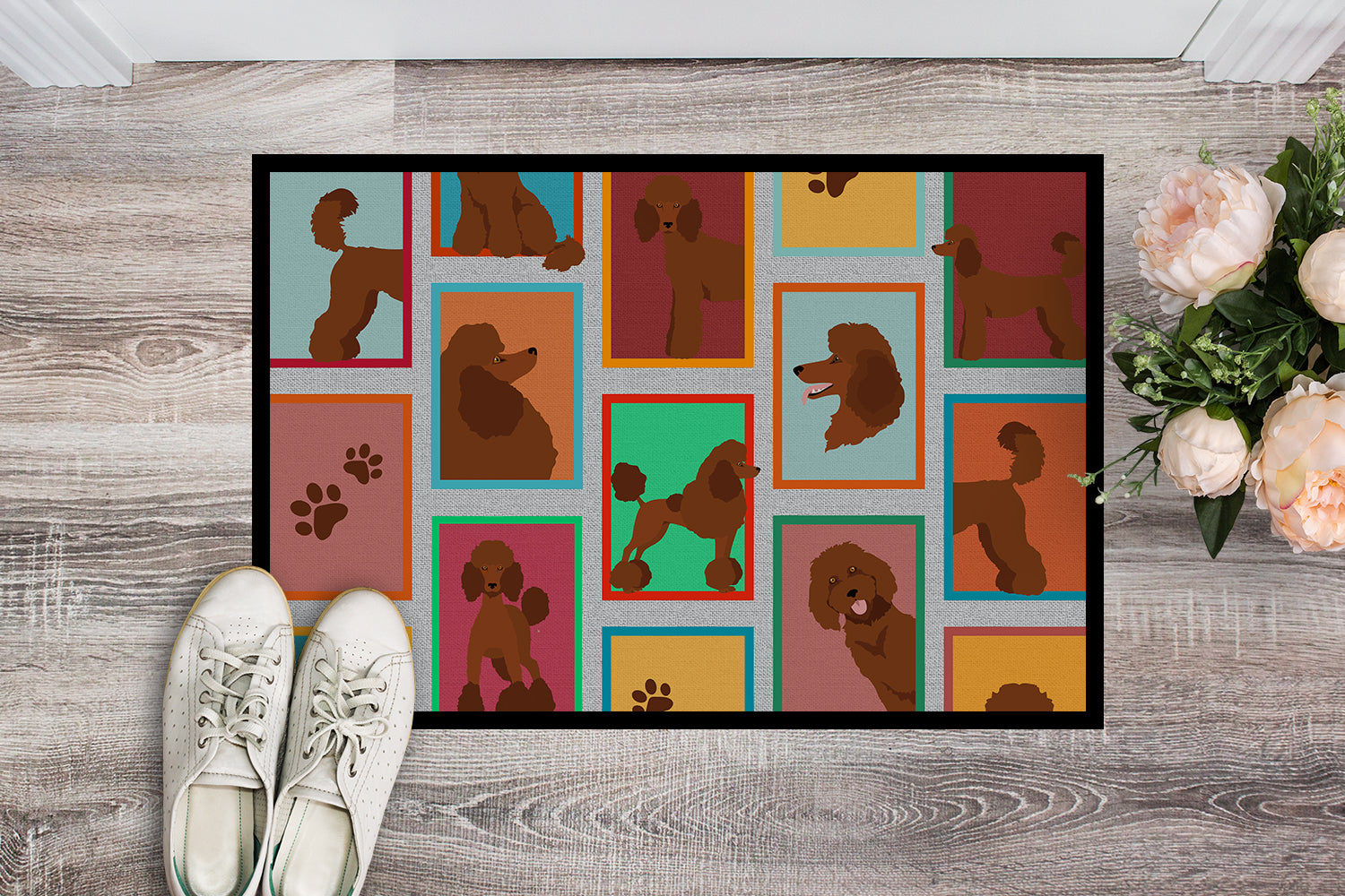 Buy this Lots of Chocolate Standard Poodle Indoor or Outdoor Mat 24x36
