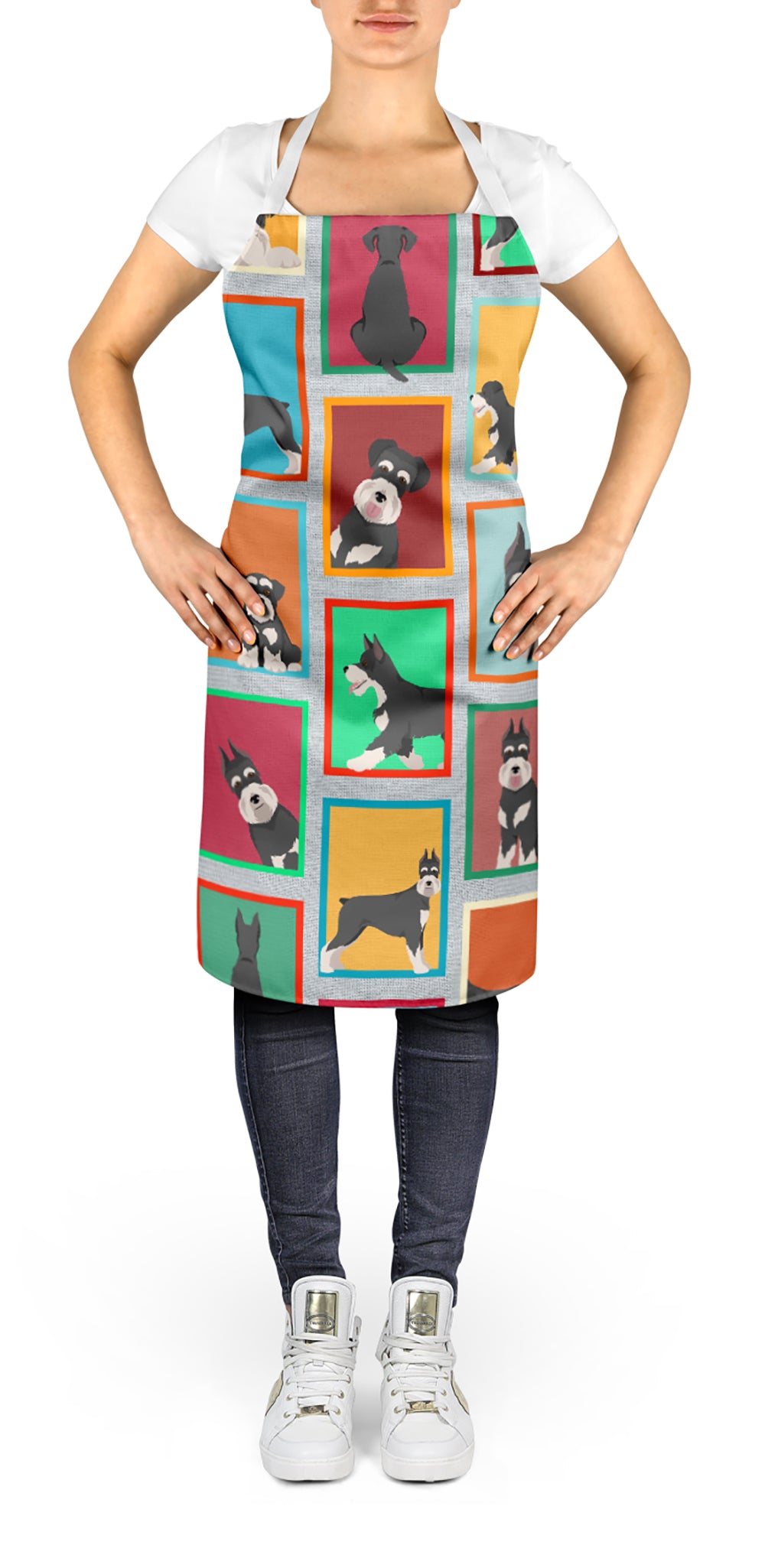 Lots of Black and Silver Schnauzer Apron