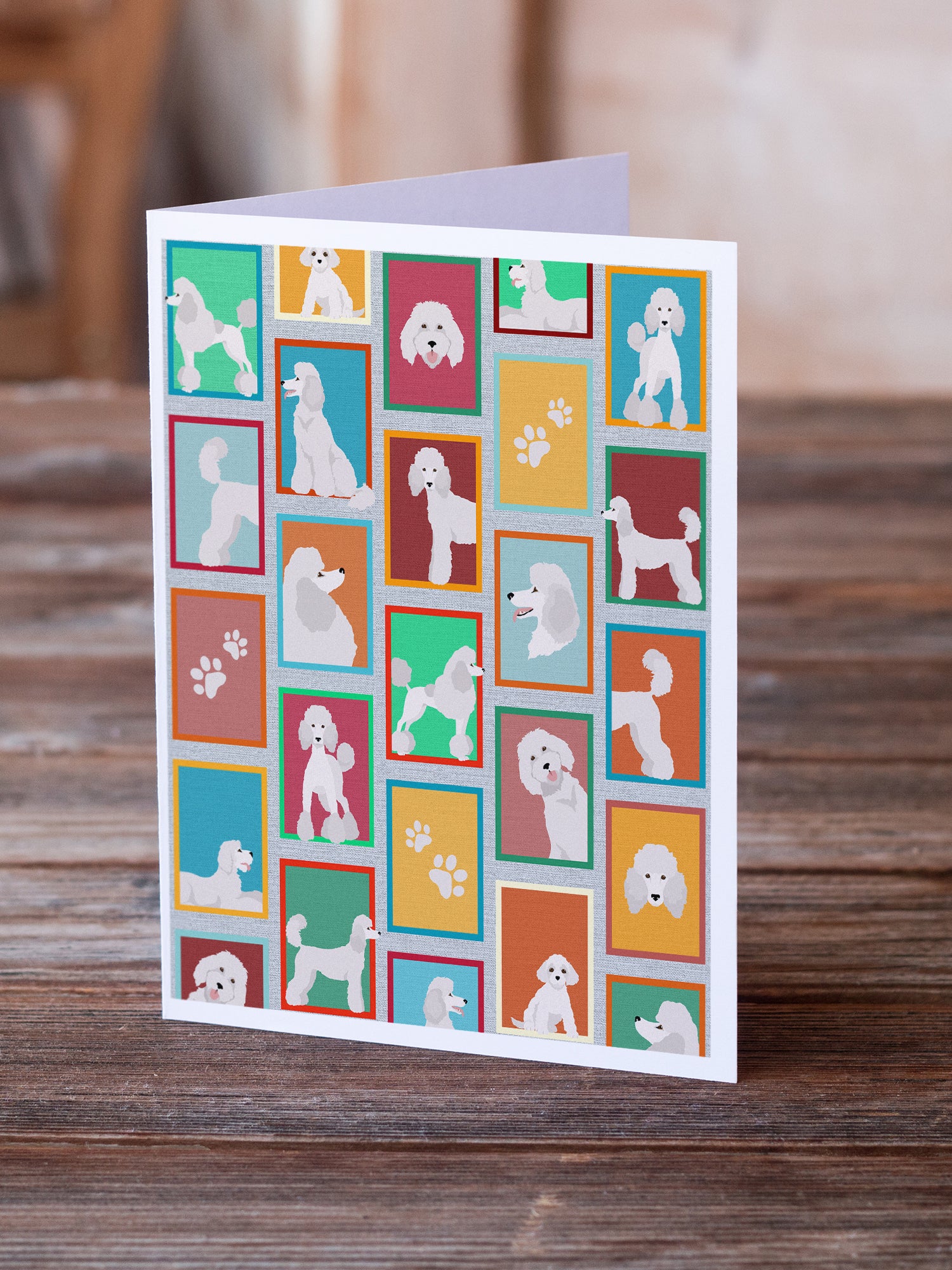 Buy this Lots of White Standard Poodle Greeting Cards and Envelopes Pack of 8