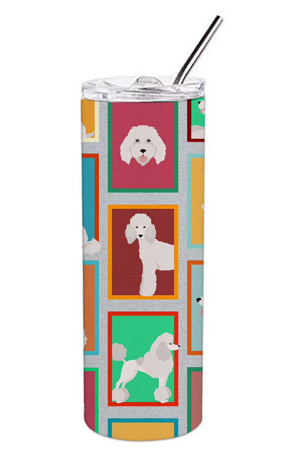 Buy this Lots of White Standard Poodle Stainless Steel 20 oz Skinny Tumbler