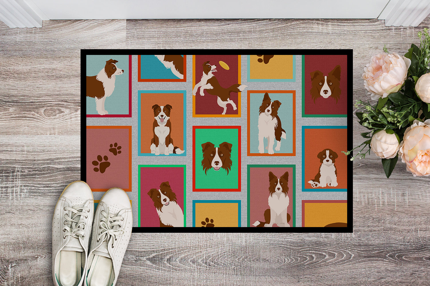 Buy this Lots of Red Border Collie Indoor or Outdoor Mat 24x36