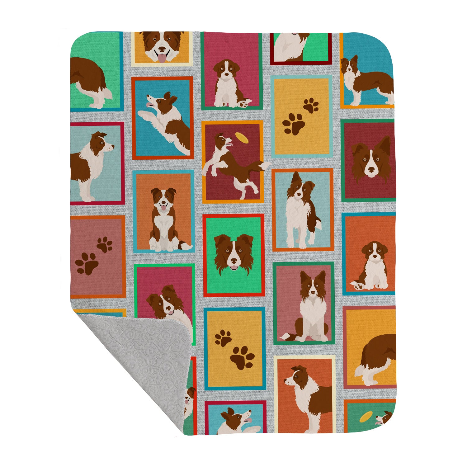 Buy this Lots of Red Border Collie Quilted Blanket 50x60