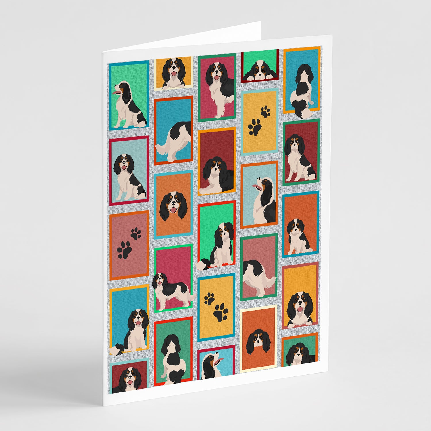 Buy this Lots of Tricolor Cavalier Spaniel Greeting Cards and Envelopes Pack of 8