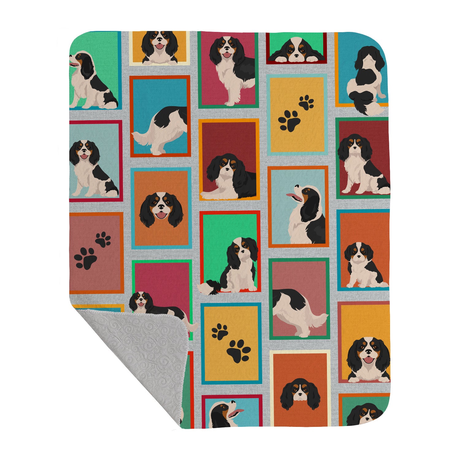 Buy this Lots of Tricolor Cavalier Spaniel Quilted Blanket 50x60