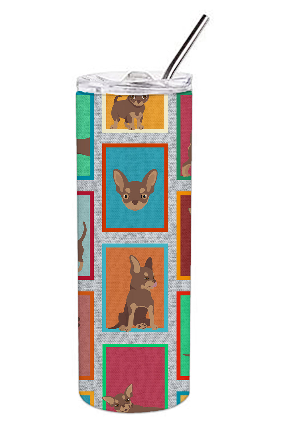 Buy this Lots of Chocolate Chihuahua Stainless Steel 20 oz Skinny Tumbler