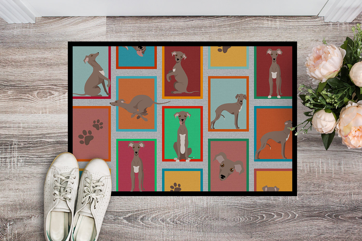 Buy this Lots of Fawn Italian Greyhound Indoor or Outdoor Mat 18x27
