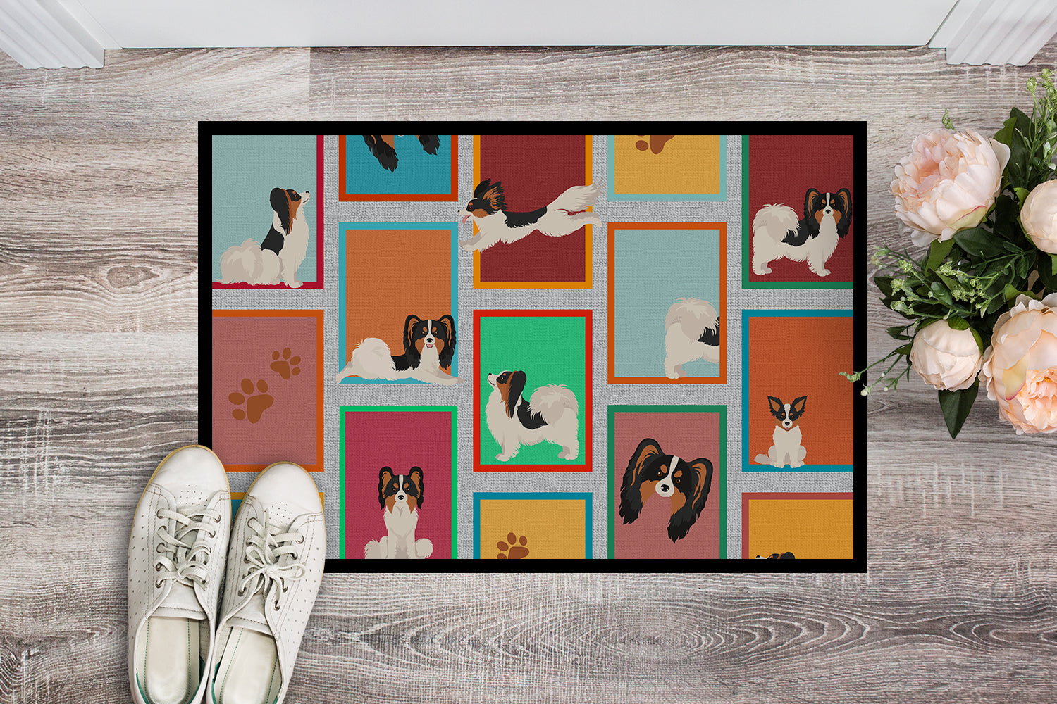 Buy this Lots of Tricolor Papillon Indoor or Outdoor Mat 24x36