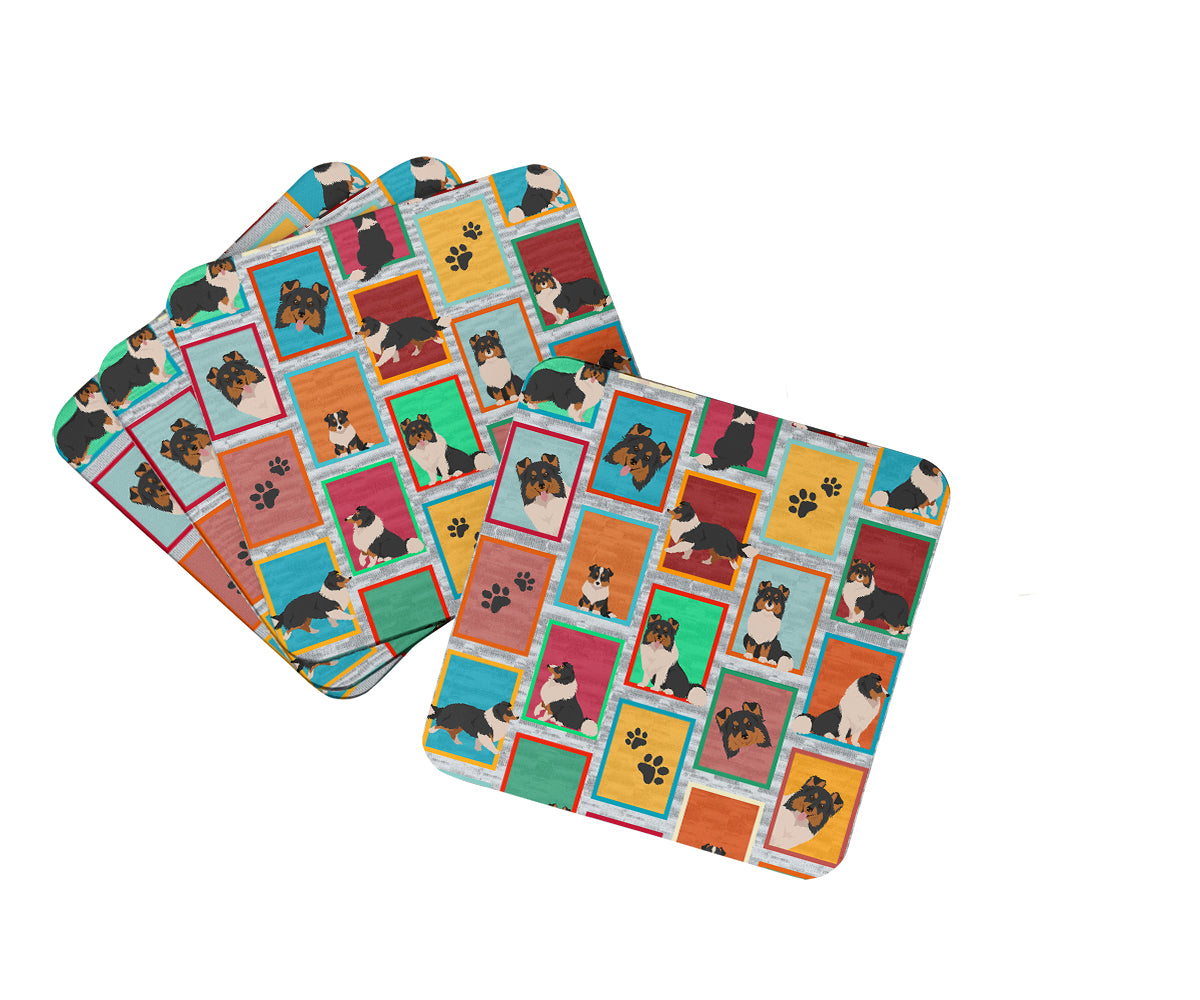 Buy this Lots of Tricolor Sheltie Foam Coaster Set of 4