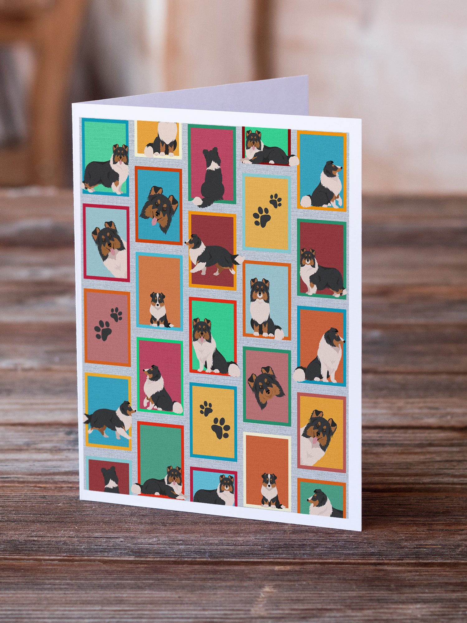 Buy this Lots of Tricolor Sheltie Greeting Cards and Envelopes Pack of 8