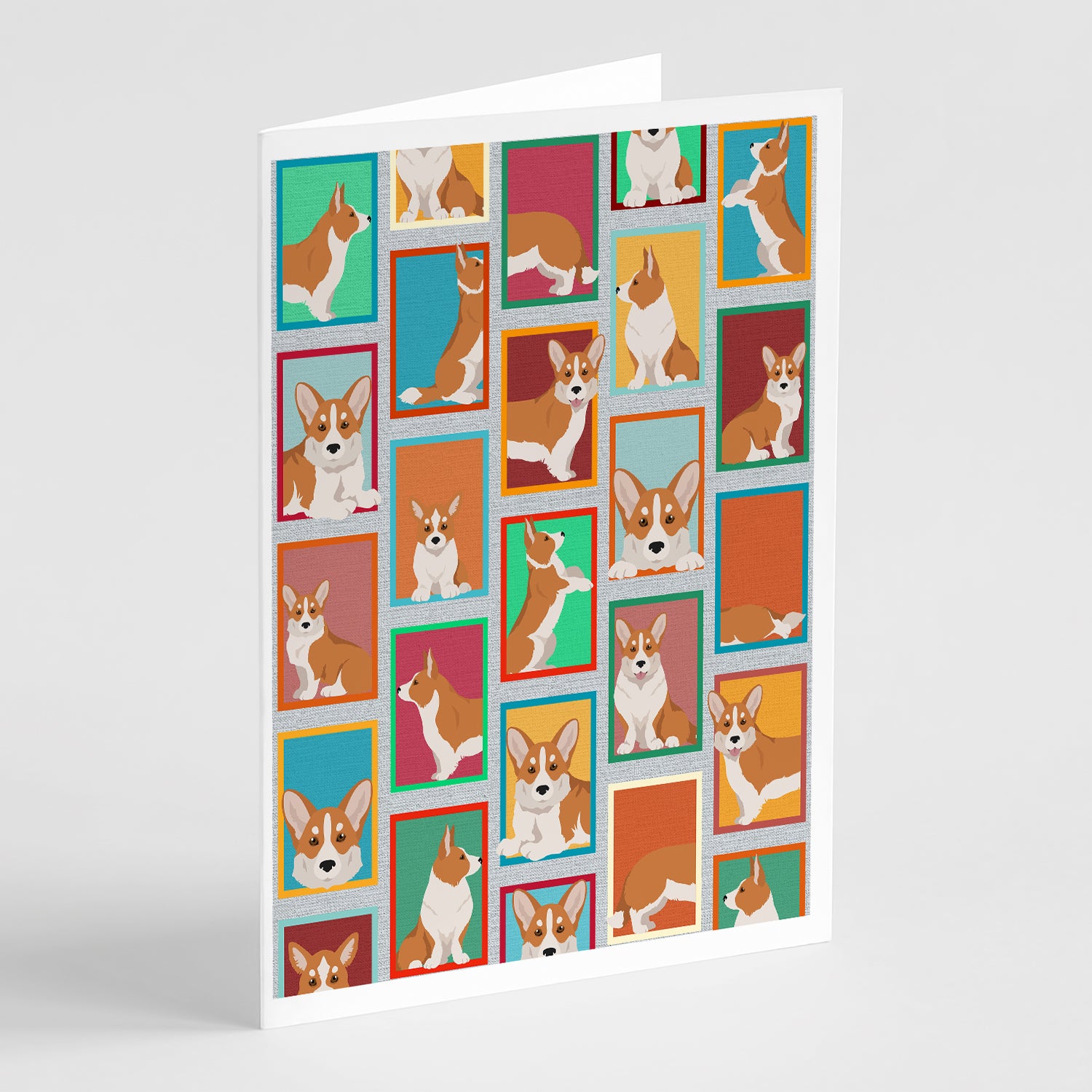Buy this Lots of Red Cardigan Corgi Greeting Cards and Envelopes Pack of 8