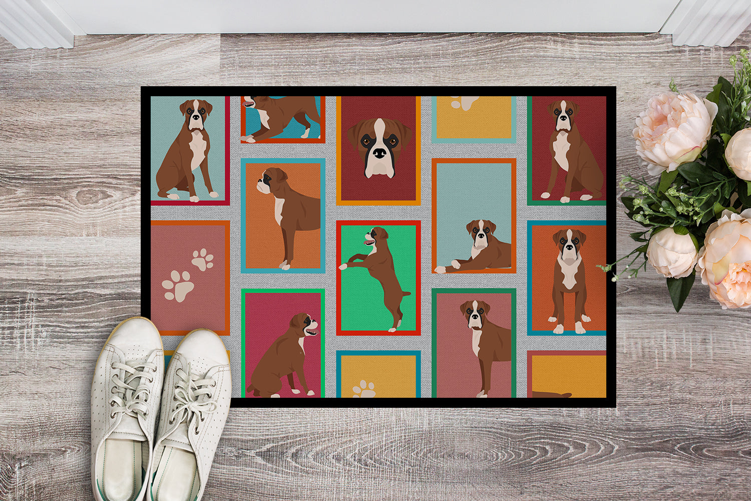 Buy this Lots of Flashy Fawn Boxer Indoor or Outdoor Mat 24x36