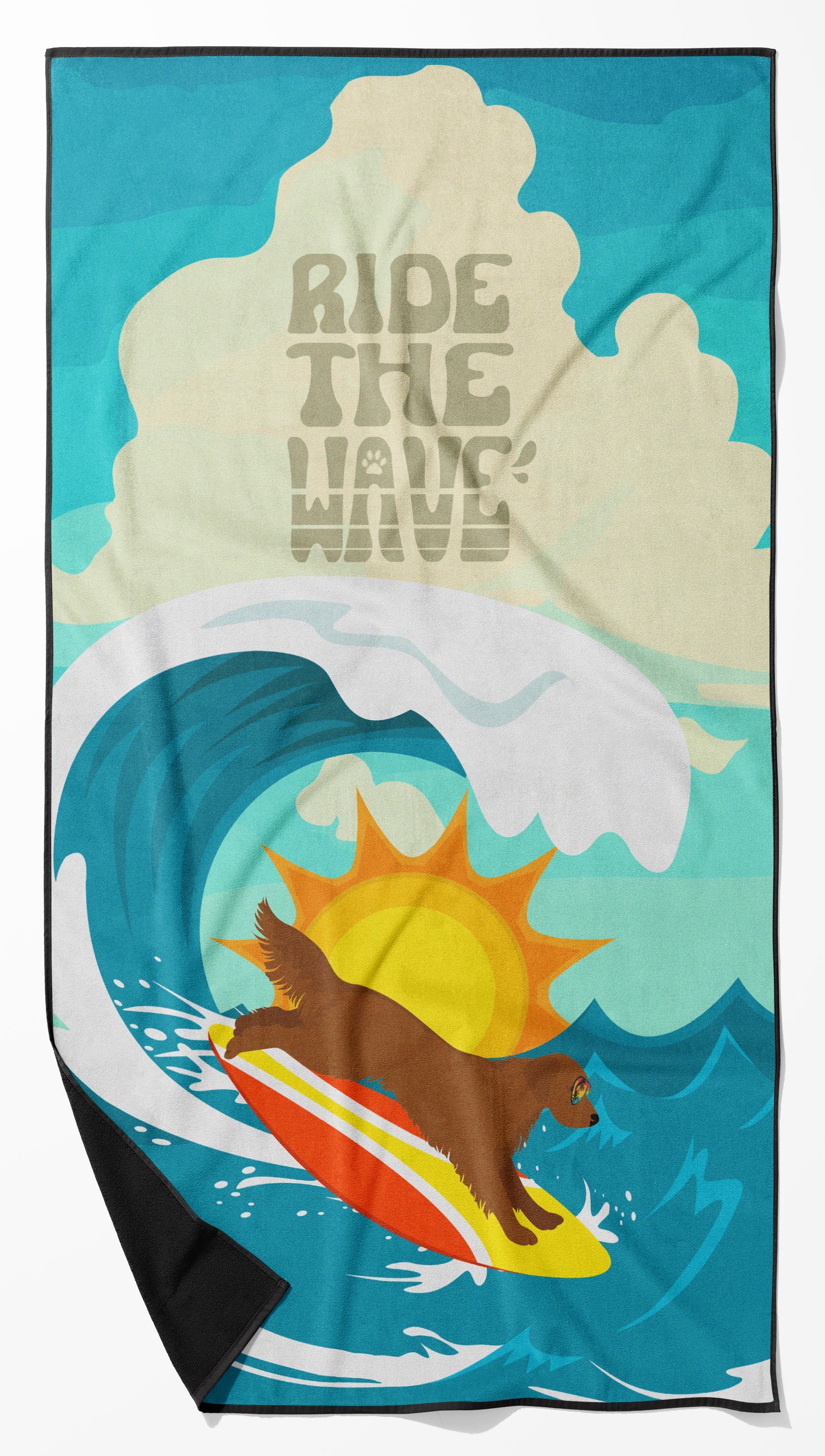 Buy this Surfer Dog Mahogany Golden Retriever Premium Beach Towel