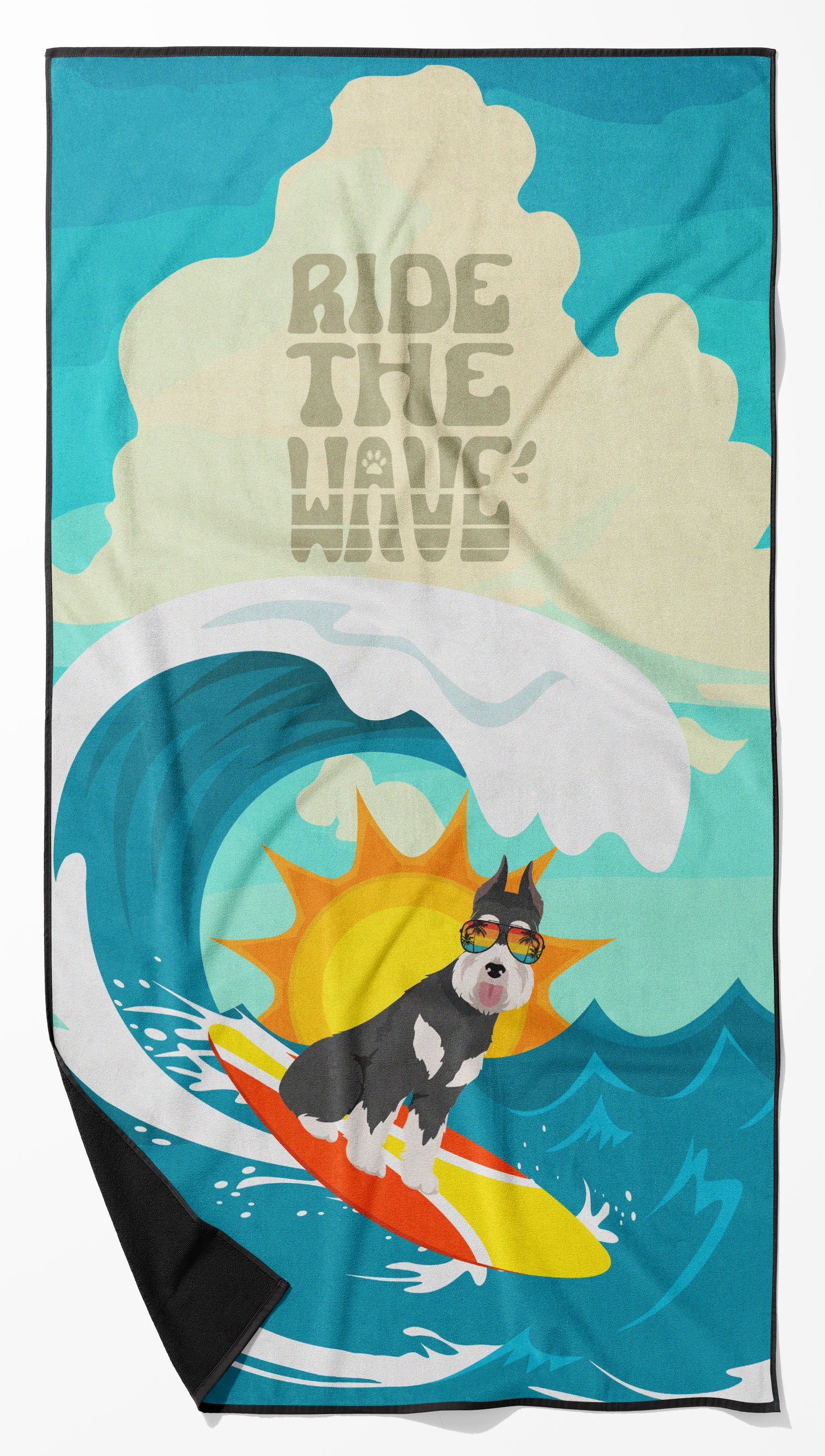Buy this Surfer Dog Black Silver Schnauzer Premium Beach Towel