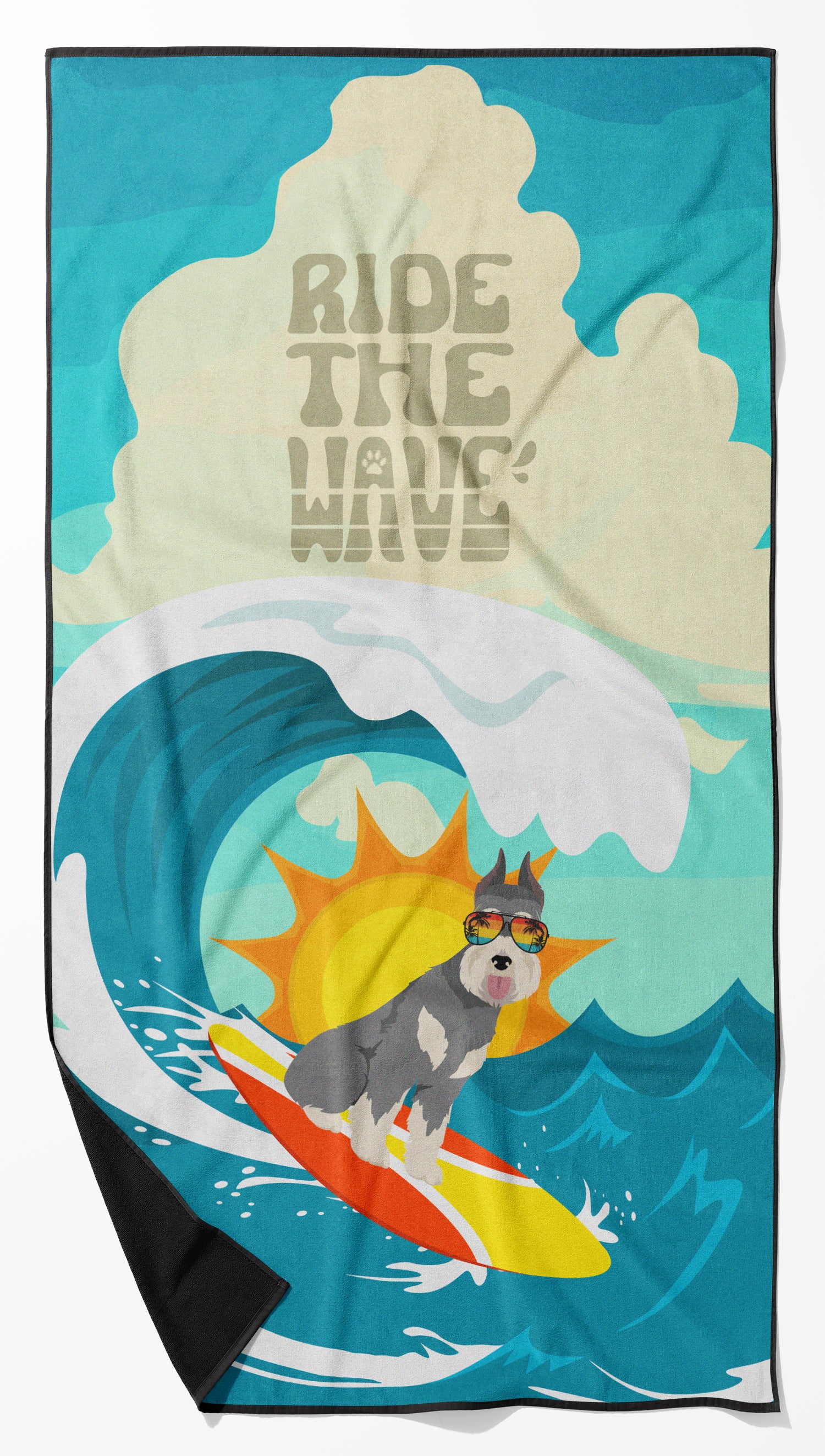 Buy this Surfer Dog Schnauzer Premium Beach Towel