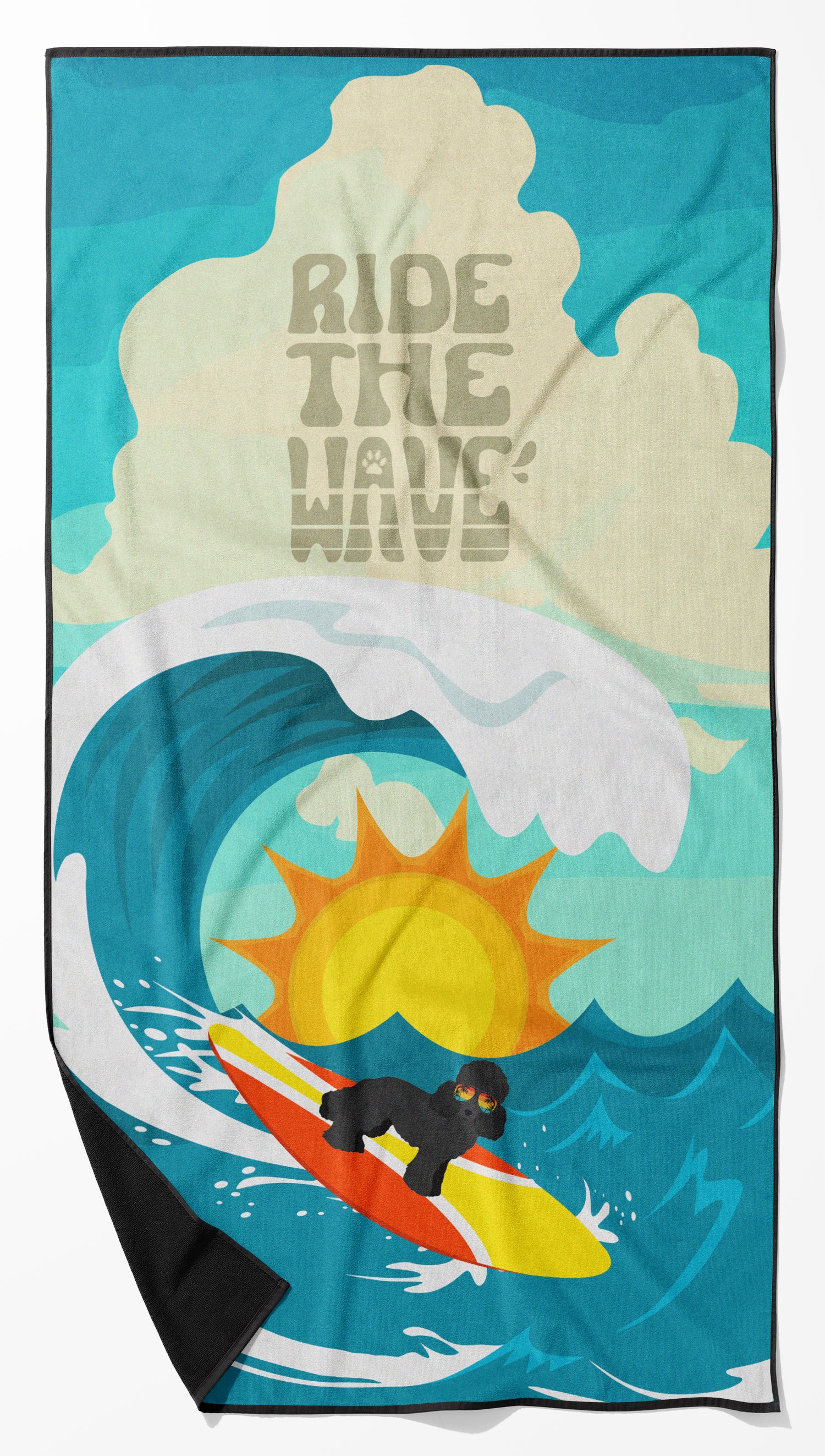 Buy this Surfer Dog Black Toy Poodle Premium Beach Towel