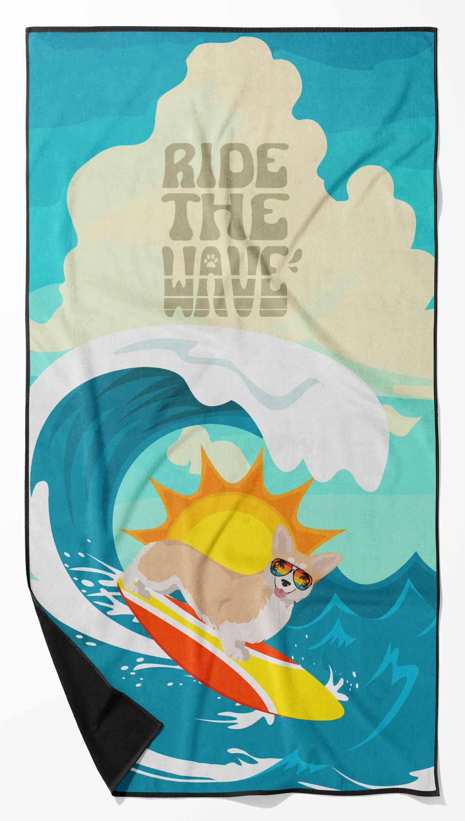 Buy this Surfer Dog Fawn Pembroke Corgi Premium Beach Towel
