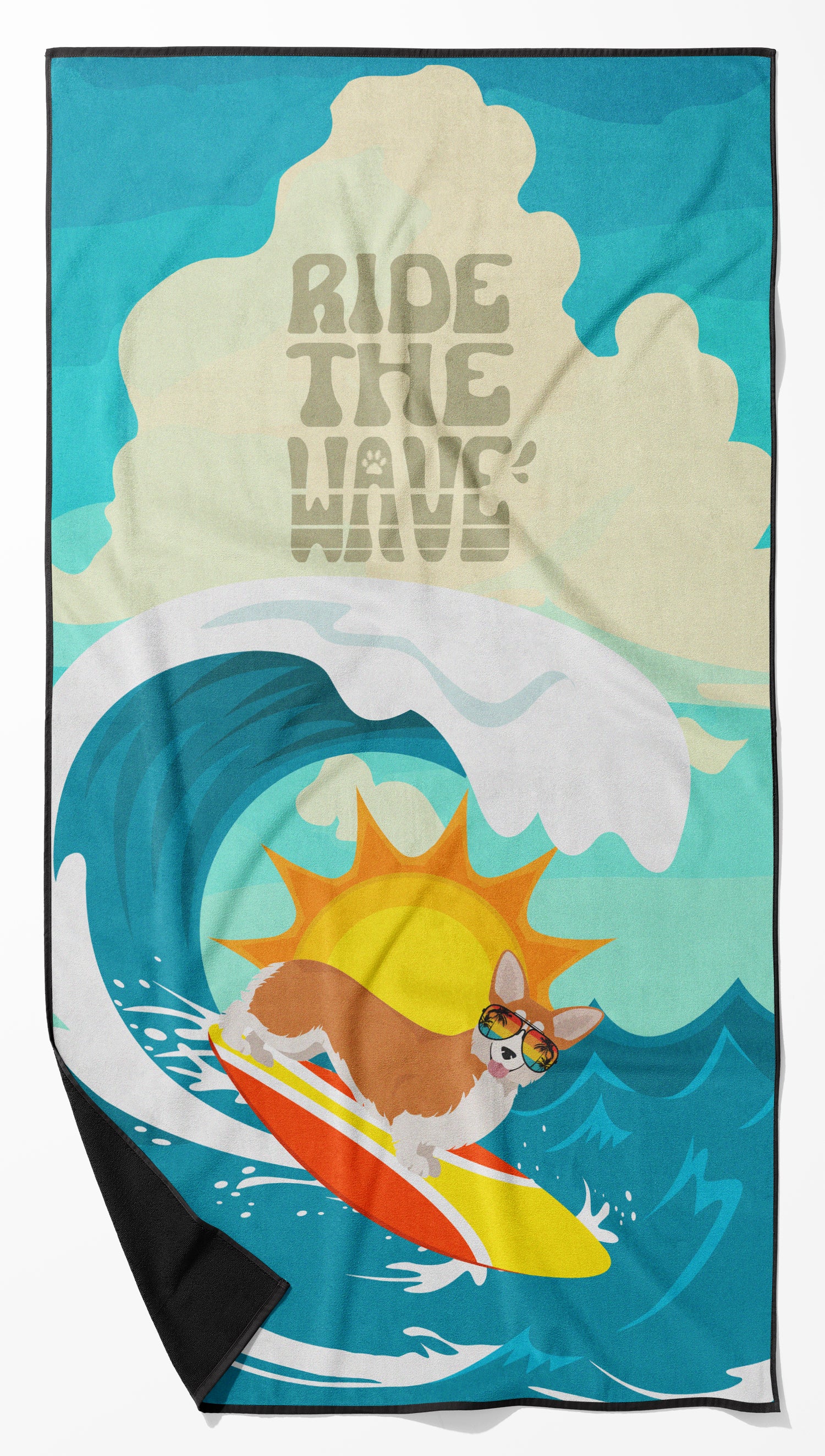 Buy this Surfer Dog Red Pembroke Corgi Premium Beach Towel
