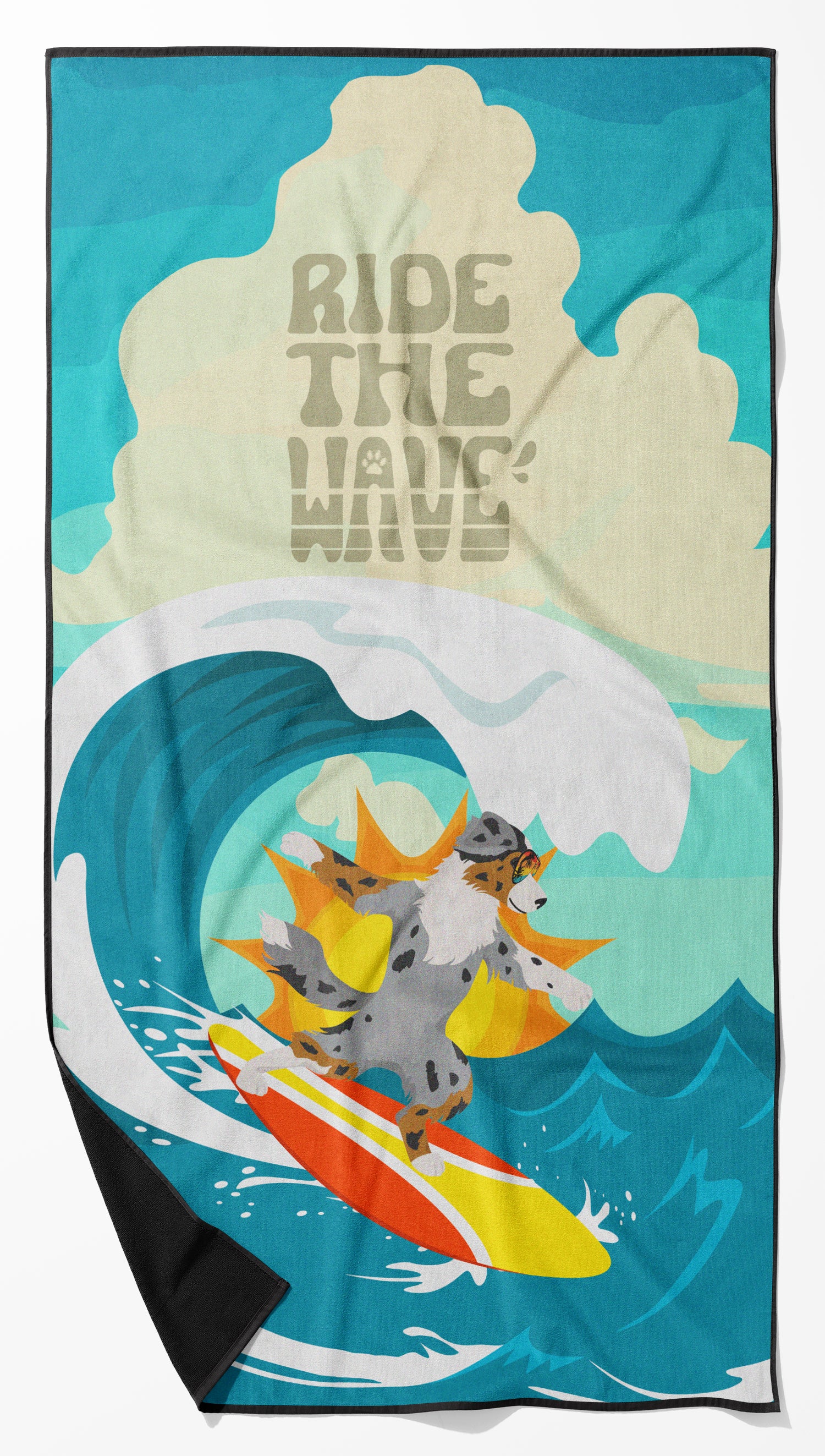 Buy this Surfer Dog Australian Shepherd Premium Beach Towel