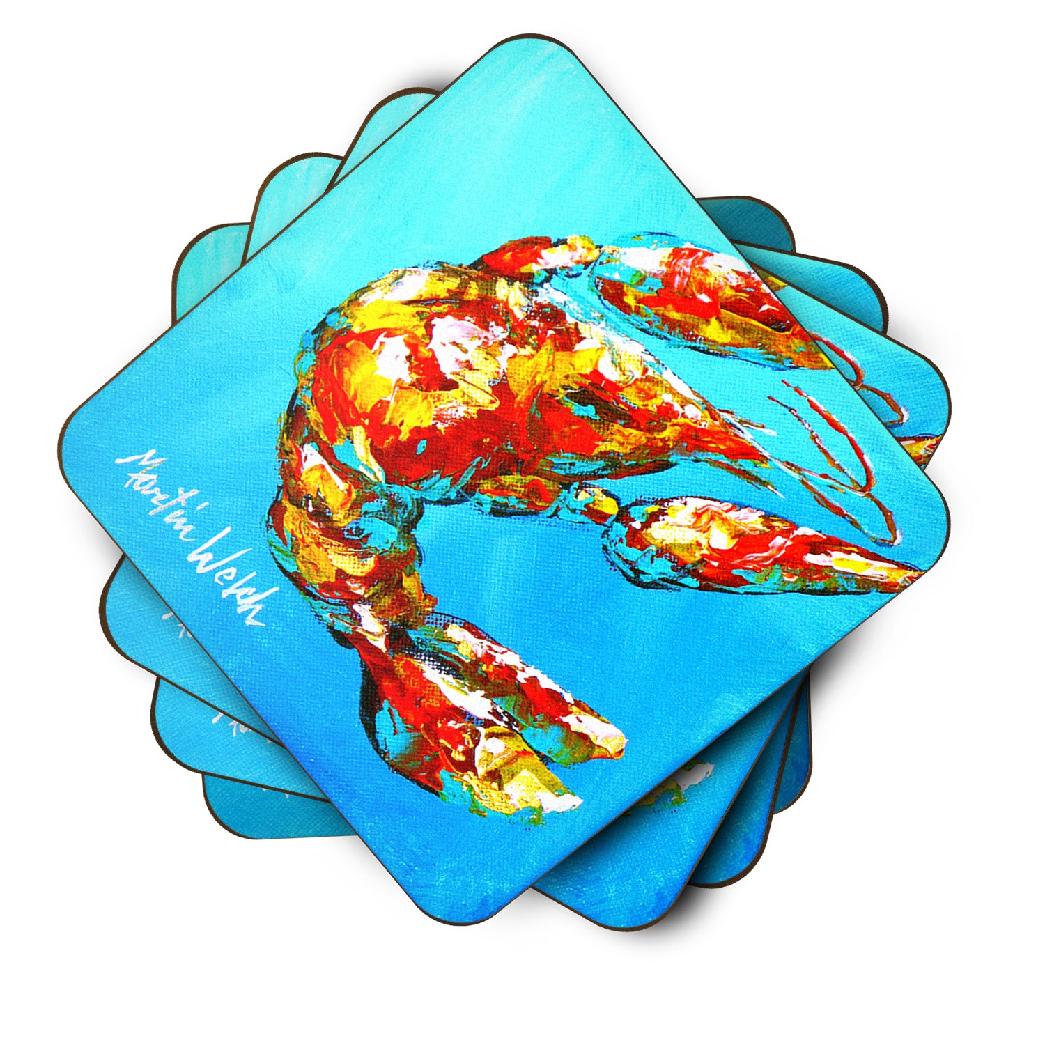 Set of 4 Crawfish Baby Craw Foam Coasters - the-store.com