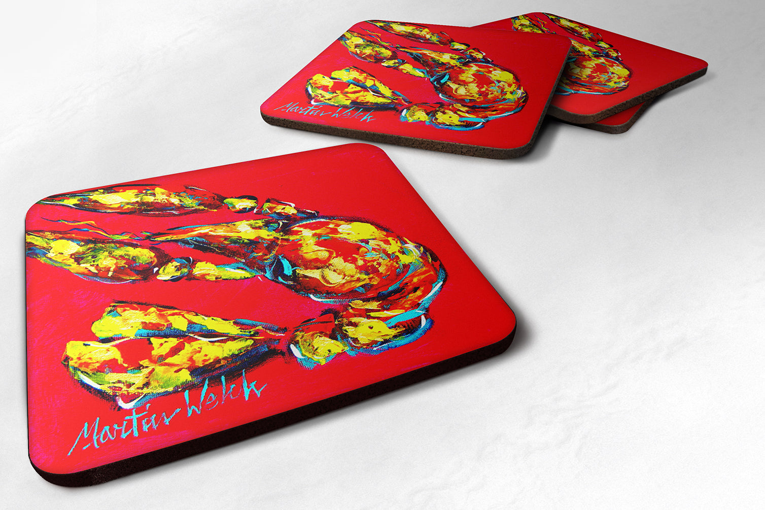 Set of 4 Crawfish Crunch Time Foam Coasters - the-store.com