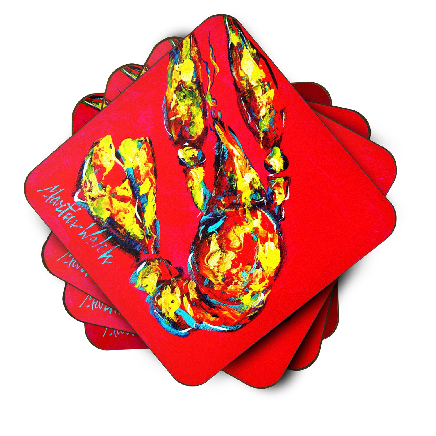 Set of 4 Crawfish Crunch Time Foam Coasters - the-store.com