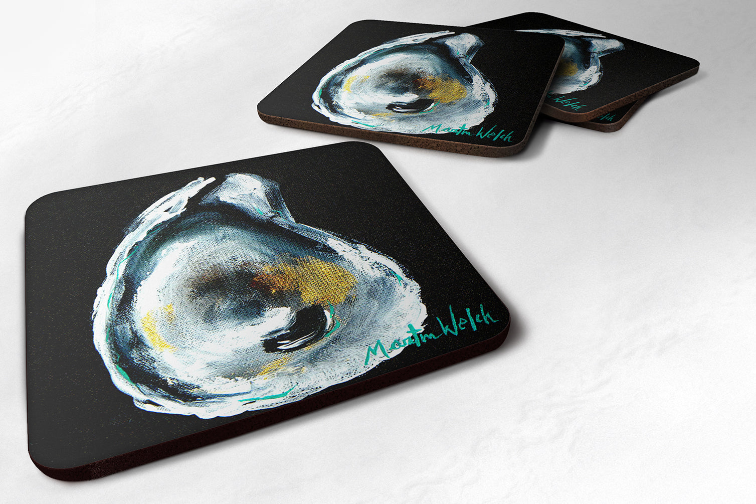 Set of 4 Oyster Goldie Foam Coasters - the-store.com