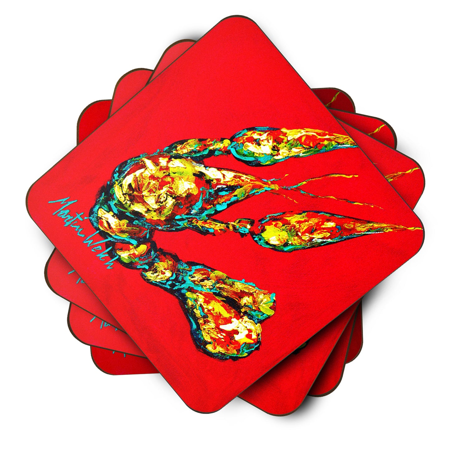 Set of 4 Crawfish Knuckles Foam Coasters - the-store.com