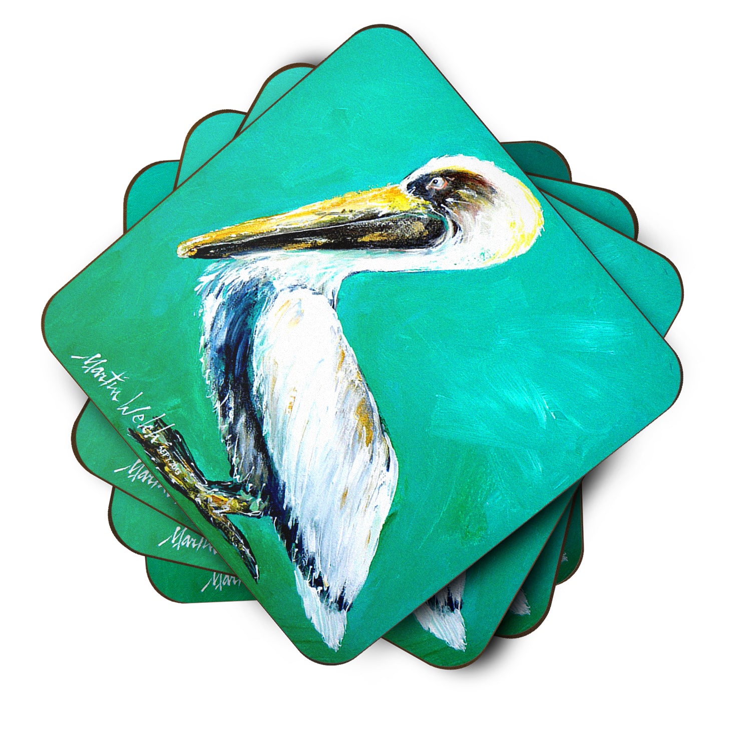 Set of 4 Bird - Pelican Lightin Up Foam Coasters - the-store.com