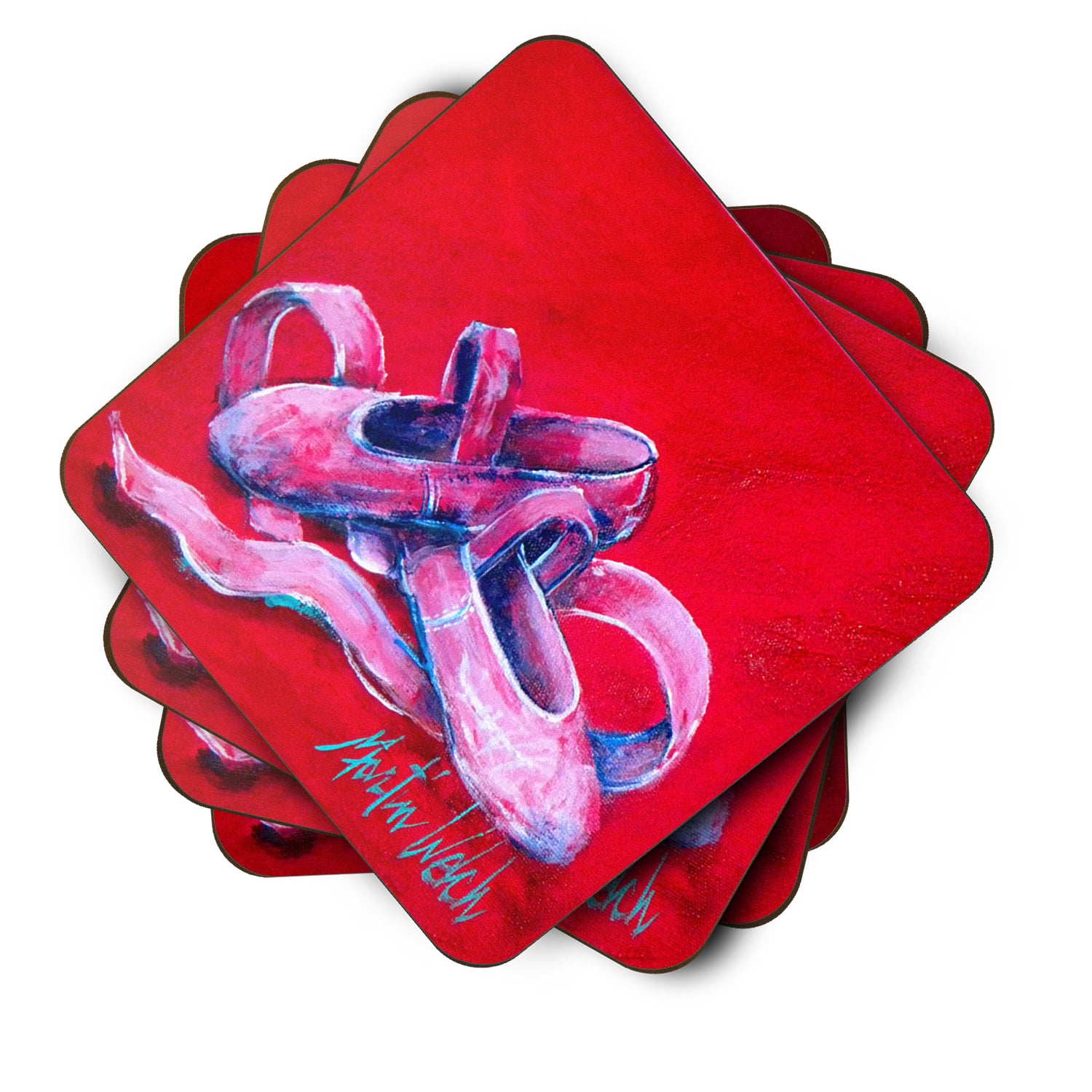 Set of 4 Ballet Little Slippers Foam Coasters - the-store.com