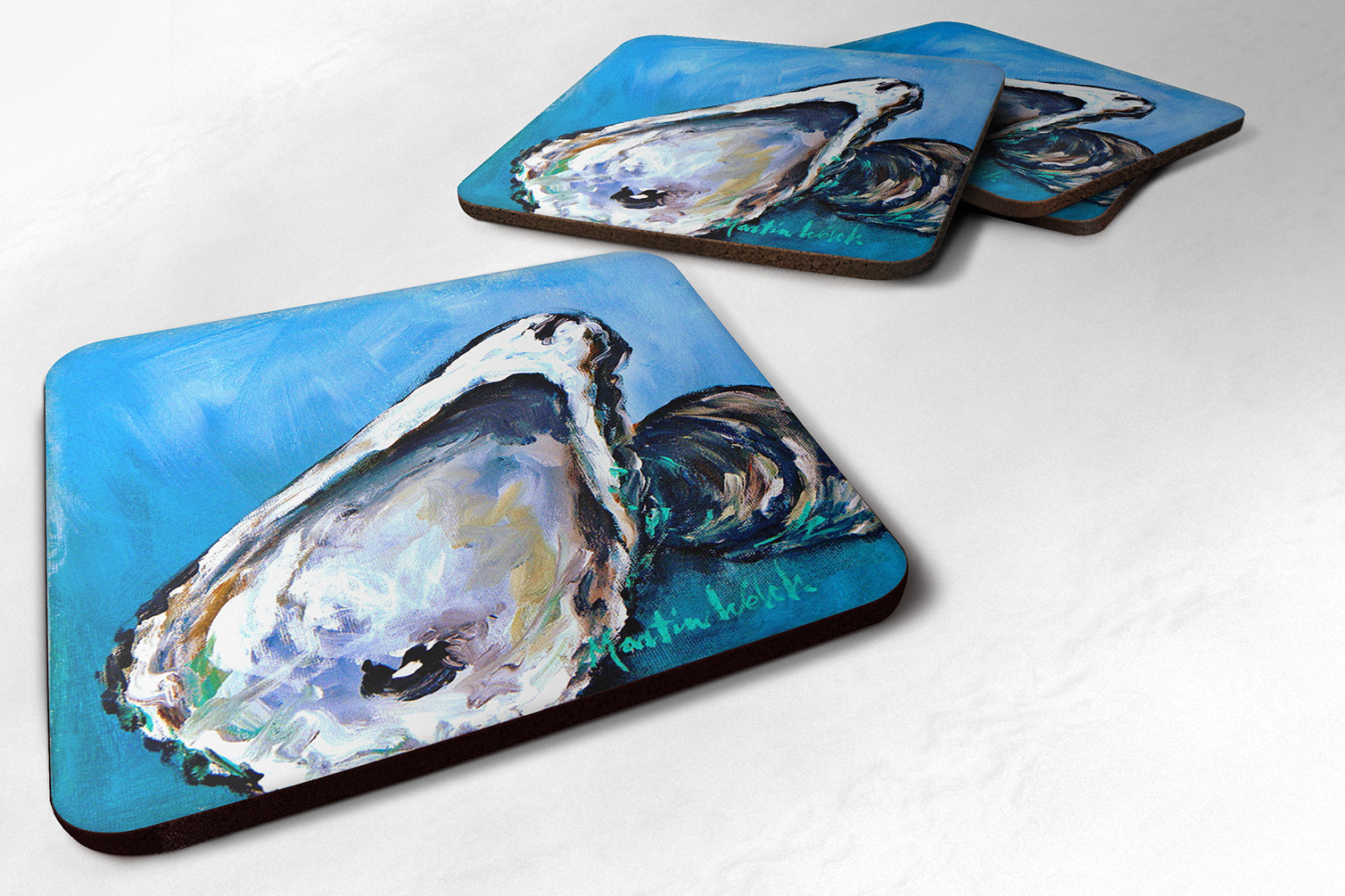 Set of 4 Oyster Oyster Blue Foam Coasters - the-store.com