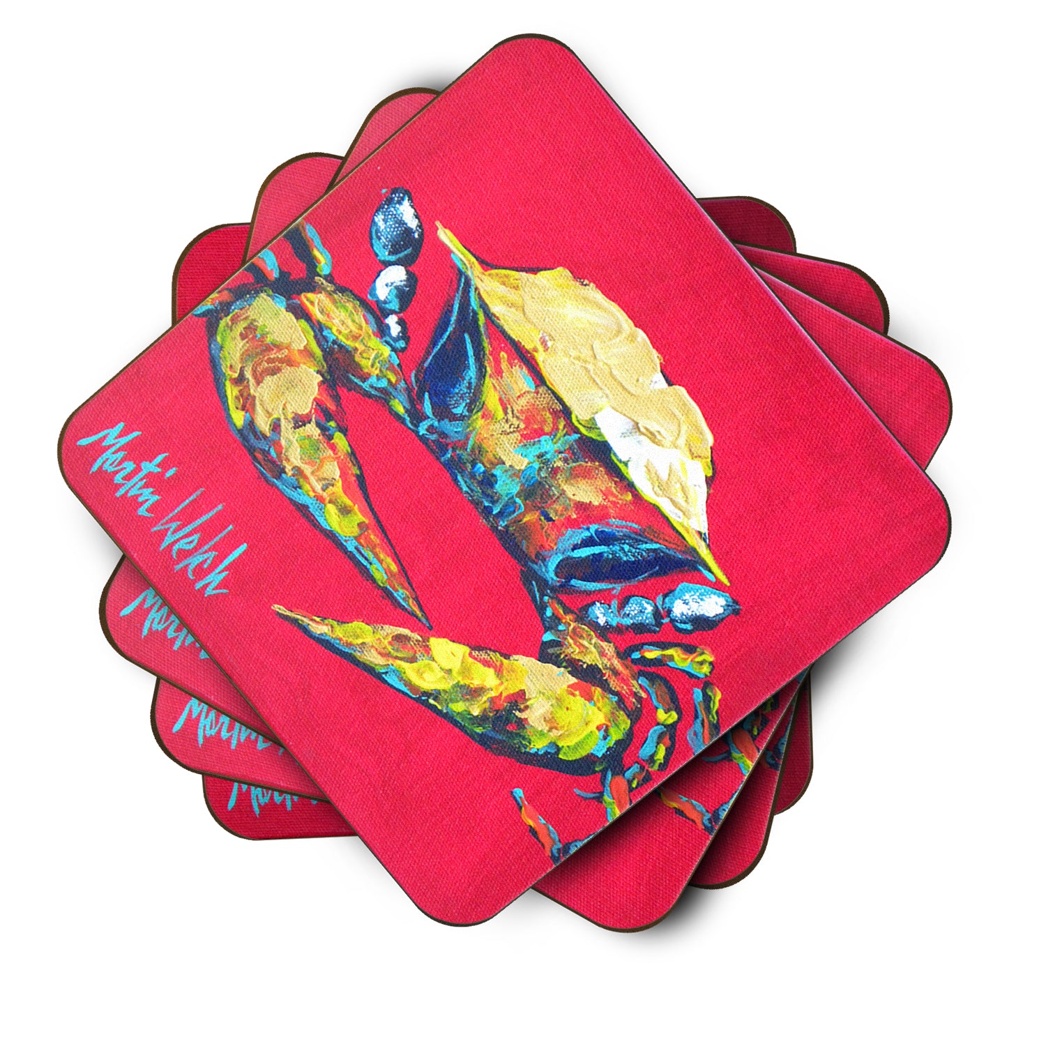 Set of 4 Crab Red One Foam Coasters - the-store.com