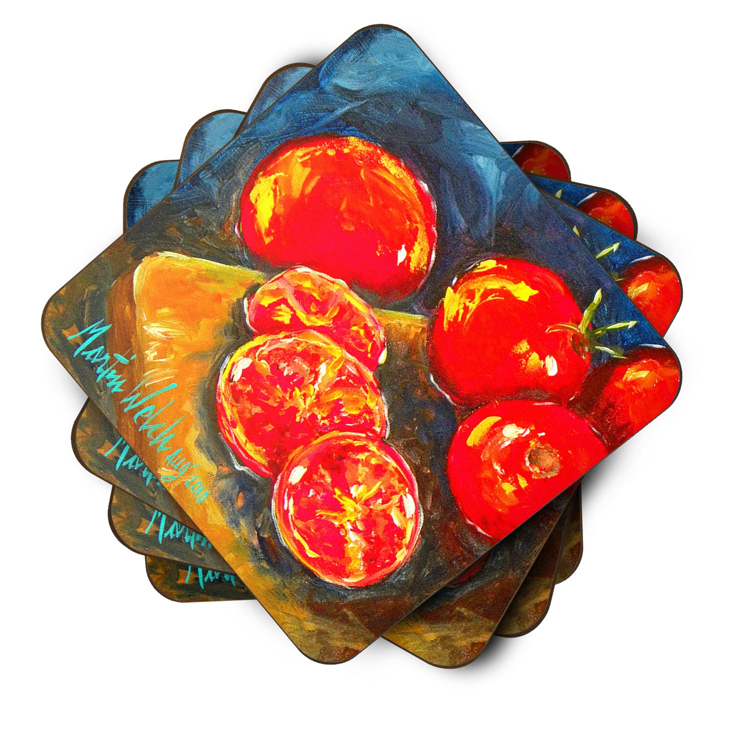 Set of 4 Vegetables - Tomato Slice It Up Foam Coasters - the-store.com