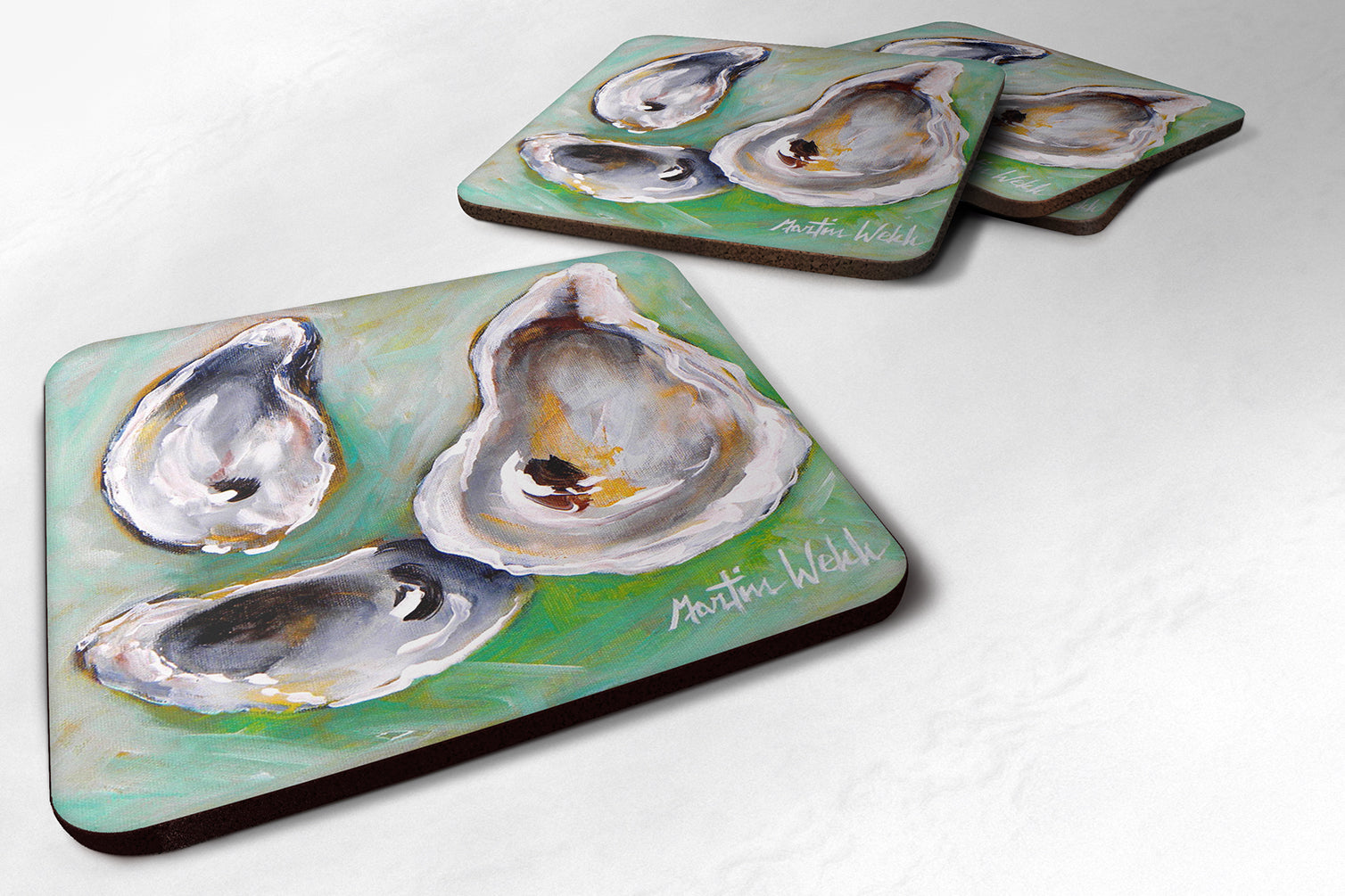 Set of 4 Oyster The Eye of The Oyster Foam Coasters - the-store.com