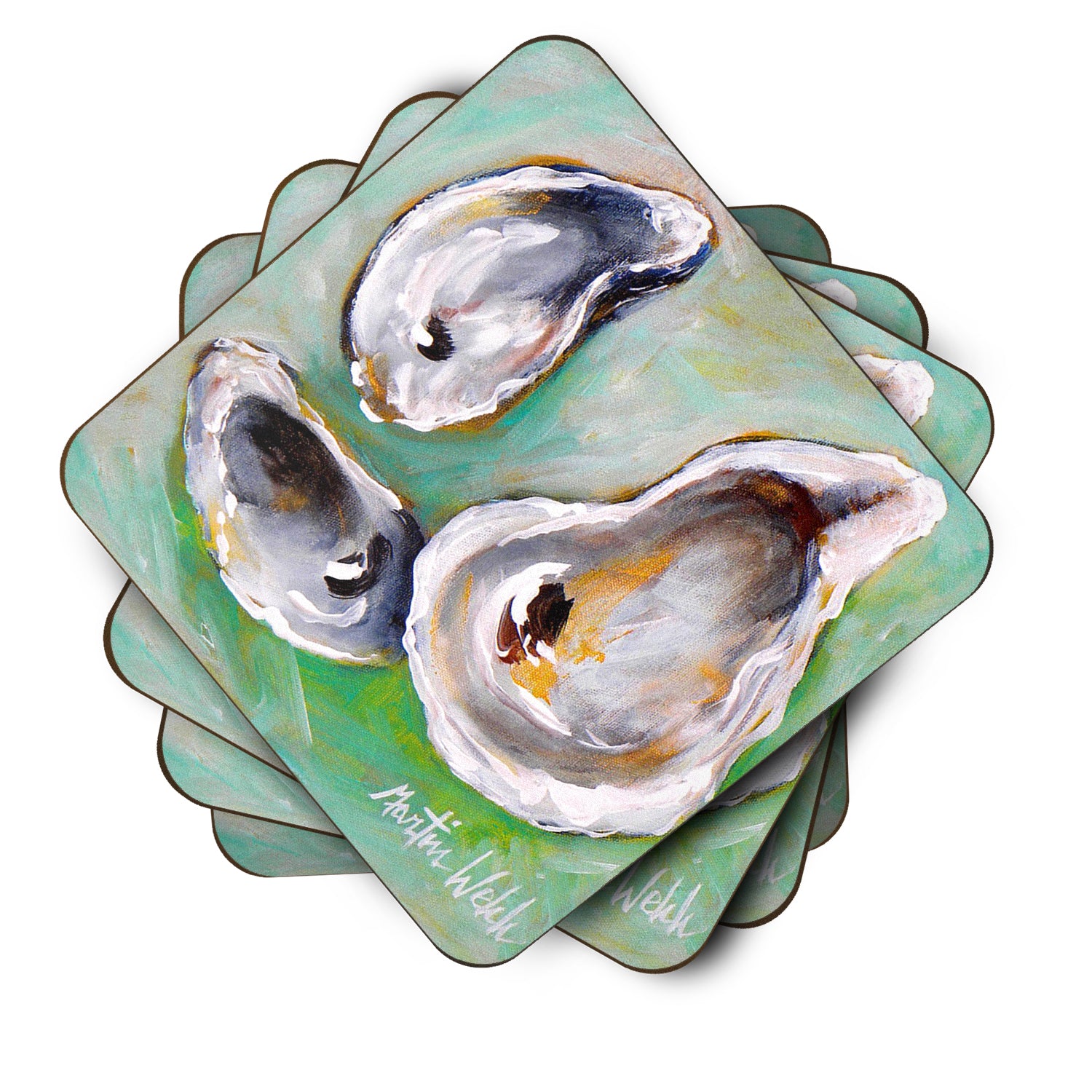 Set of 4 Oyster The Eye of The Oyster Foam Coasters - the-store.com
