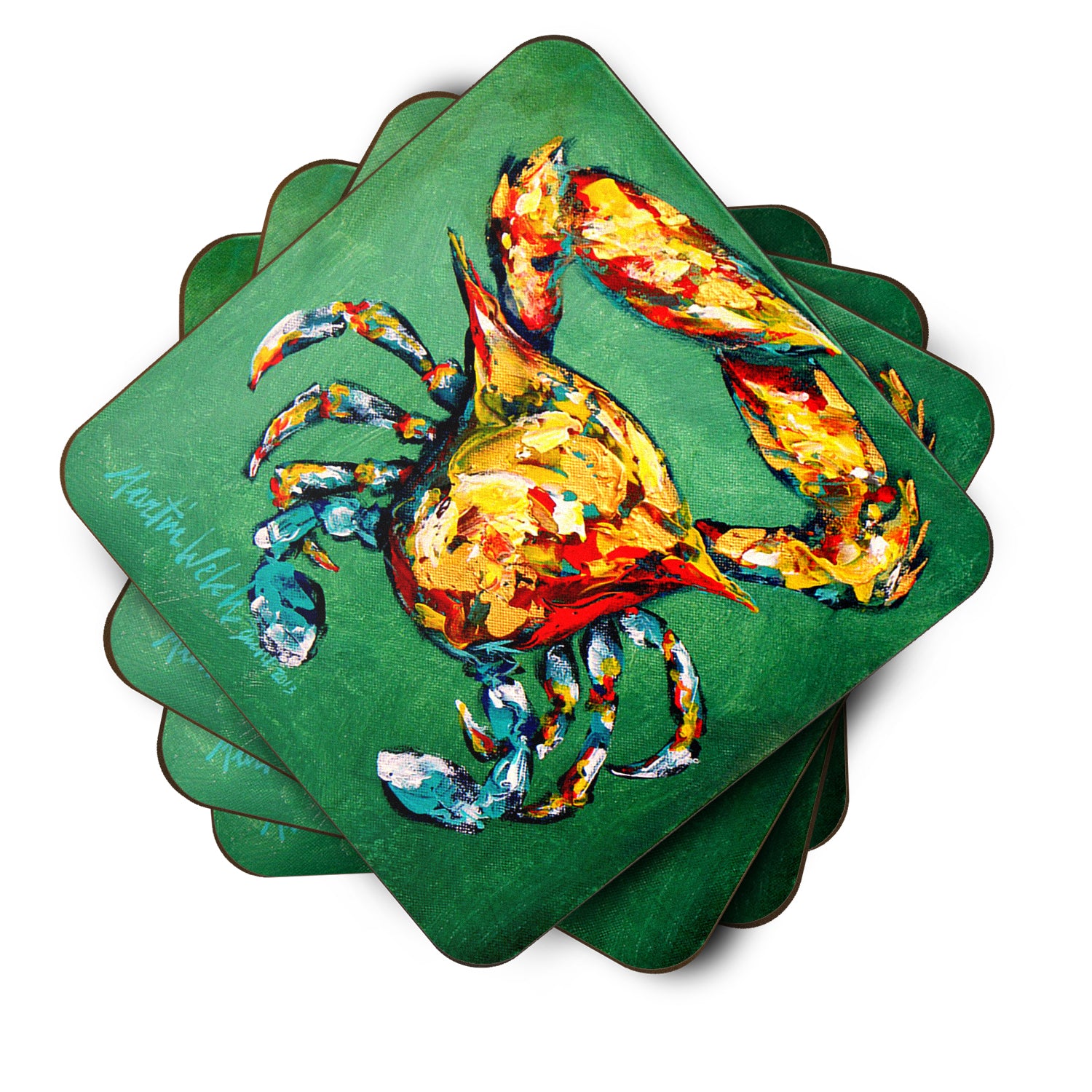 Set of 4 Crab Two Snaps Foam Coasters - the-store.com