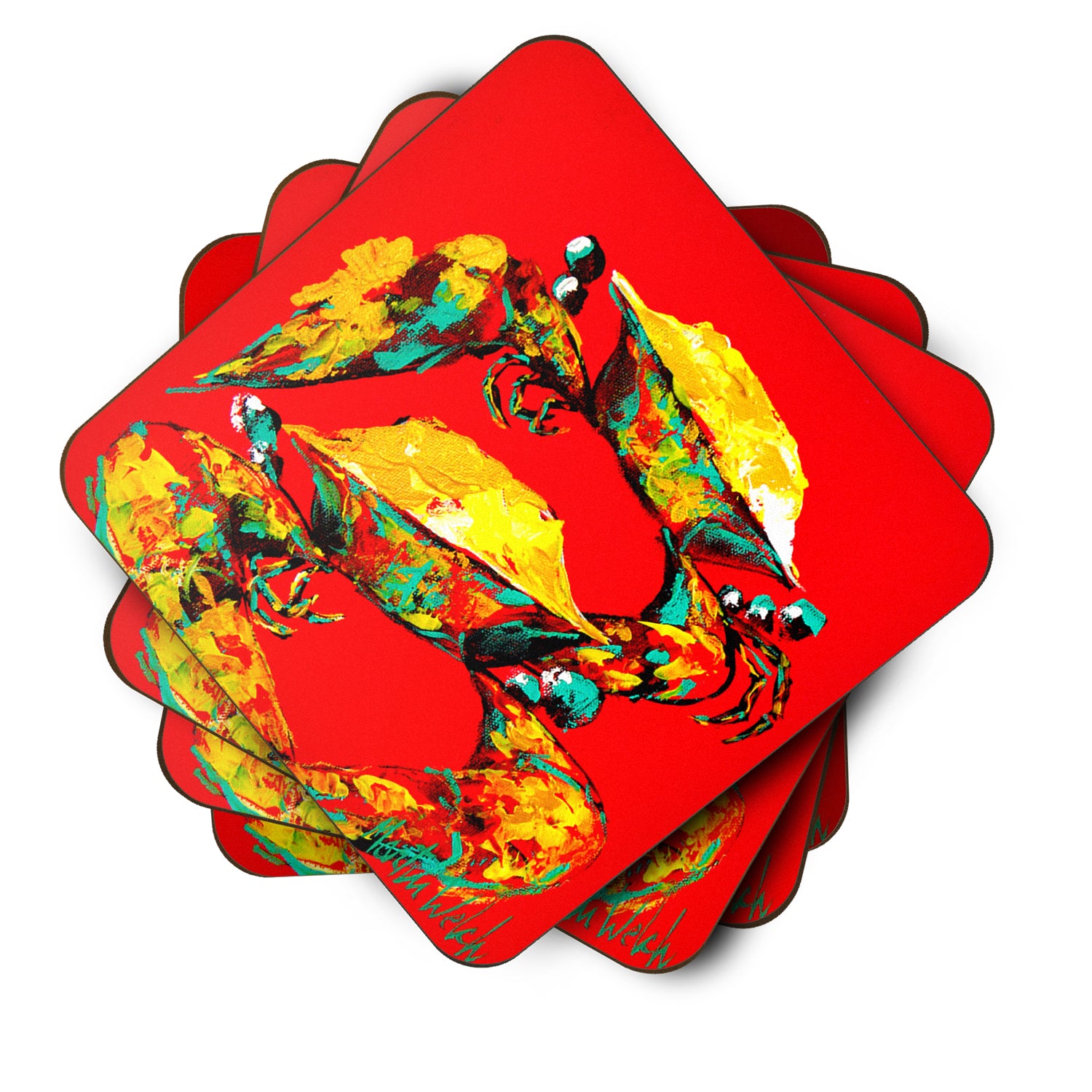 Set of 4 Crab Two Tone Foam Coasters - the-store.com