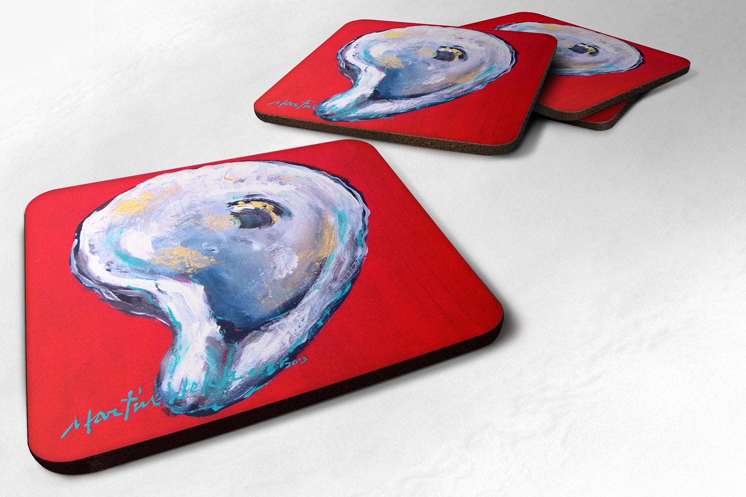 Set of 4 Oyster Wiggle My Shell Foam Coasters - the-store.com