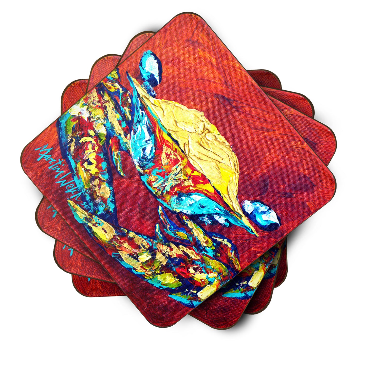 Set of 4 Crab Wrinkles Foam Coasters - the-store.com