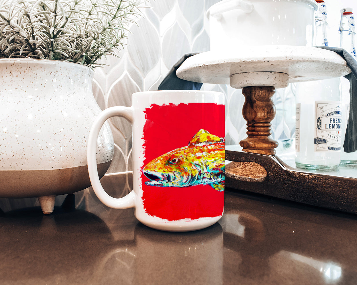 Fish - Red Fish Alphonzo Dishwasher Safe Microwavable Ceramic Coffee Mug 15 ounce MW1084CM15