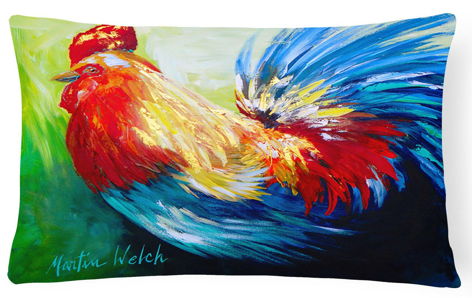 Bird - Rooster Chief Big Feathers   Canvas Fabric Decorative Pillow by Caroline's Treasures